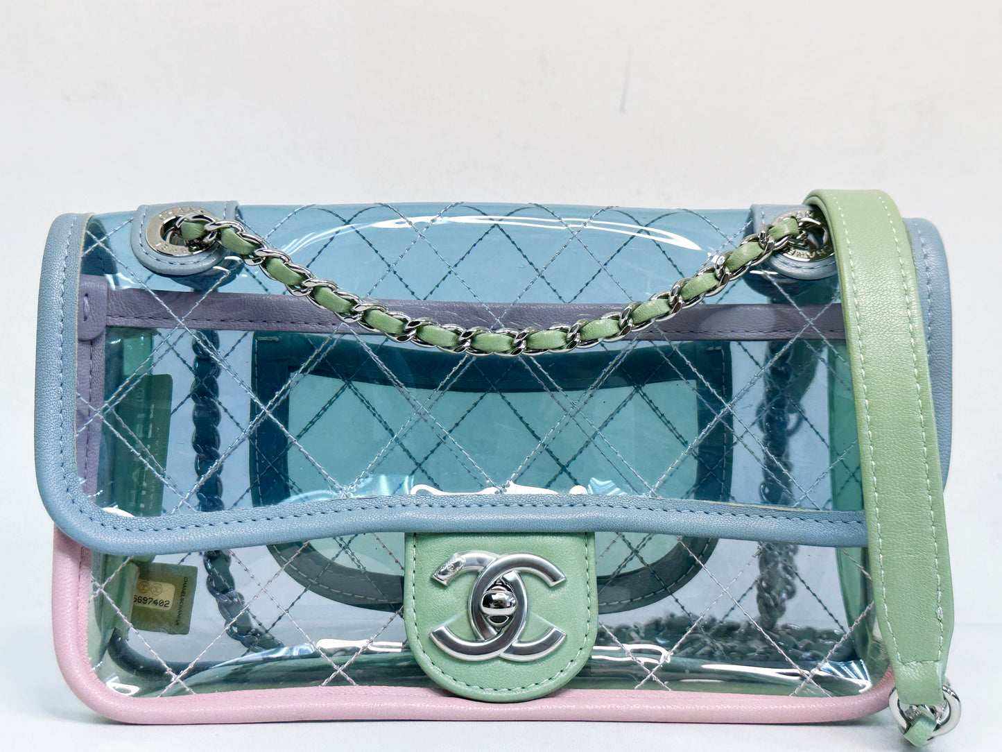 Chanel Coco Splash PVC Mini Flap Bag Blue/Green/Pink 2569 holo
