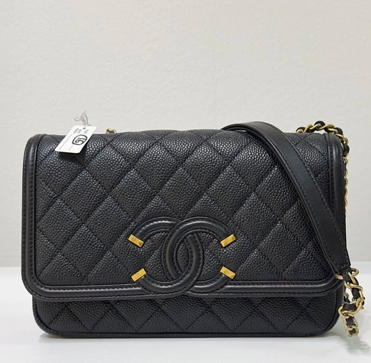 Chanel Caviar Quilted Small CC Filigree Flap Black