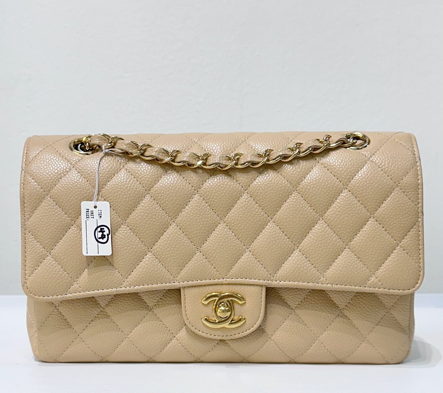 Chanel Medium Caviar Classic Double Flap Bag Beige