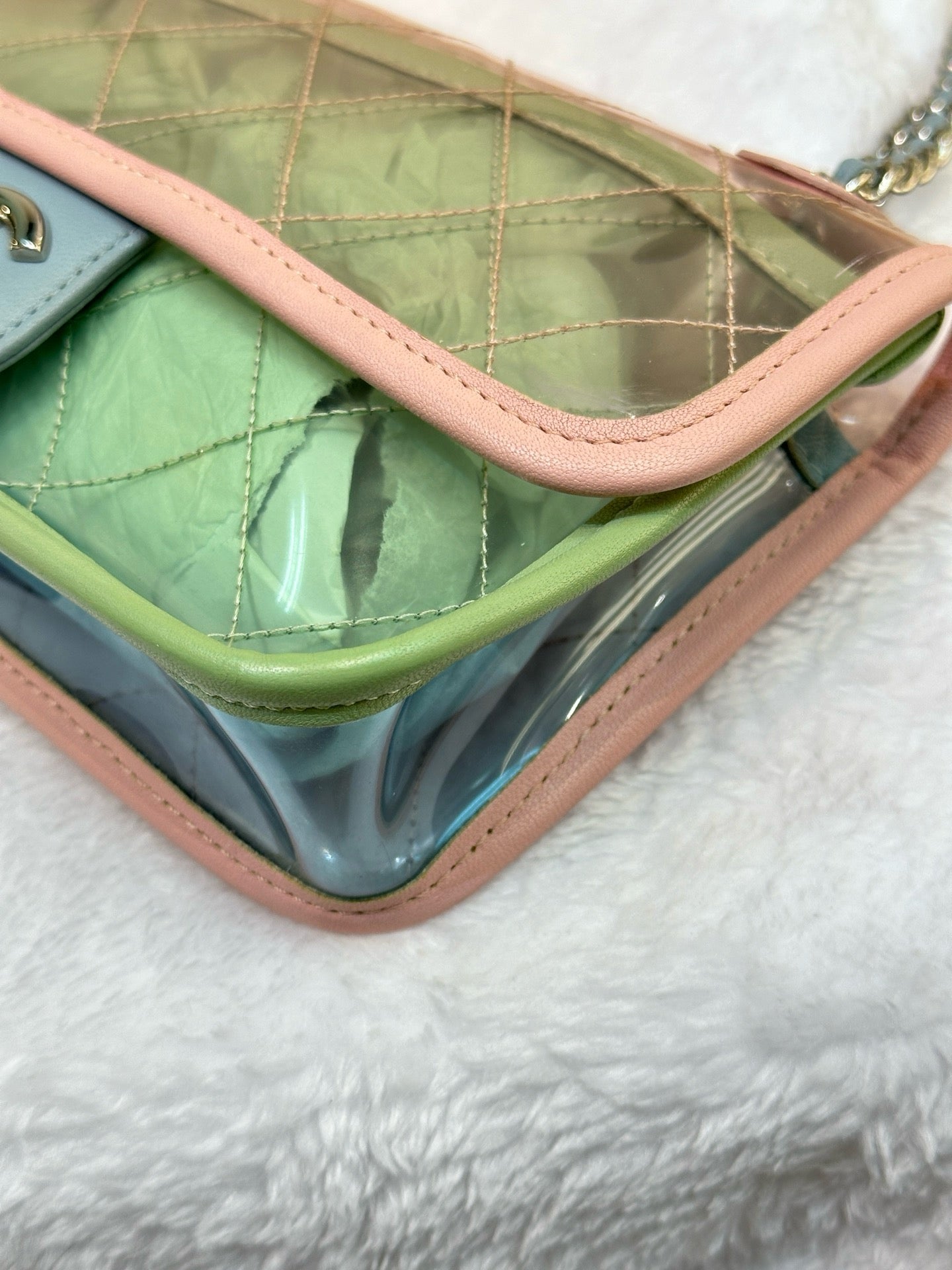 Chanel Mini Coco Splash PVC Flap Bag Pink/Green/Blue SHW 2576 holo card