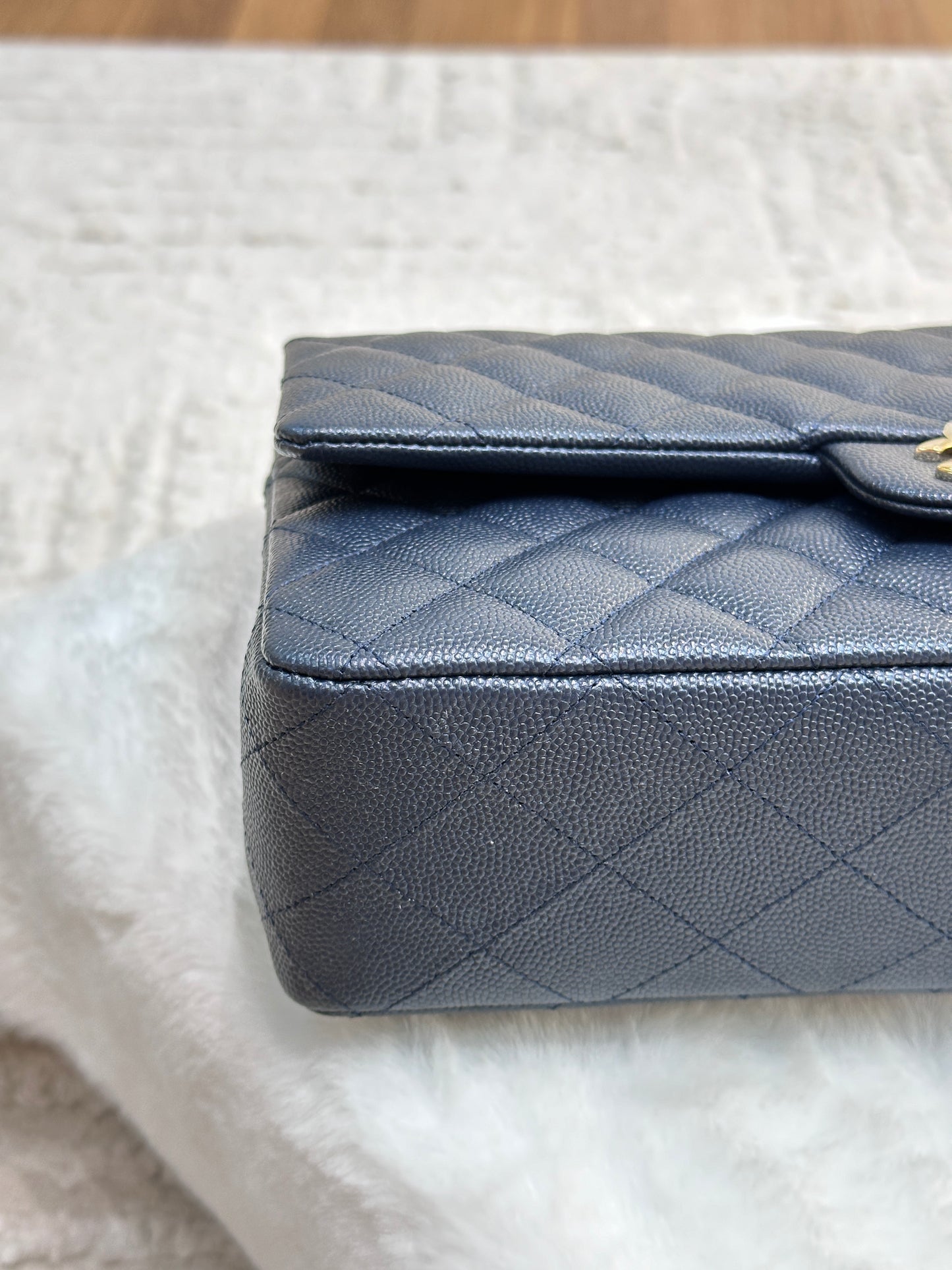 CHANEL Caviar Quilted Medium Double Flap 18B Navy