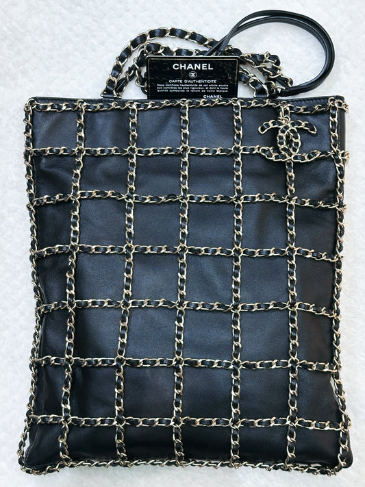 Chanel CC Lambskin Shopping Tote with Chain GHW 2875 holo card