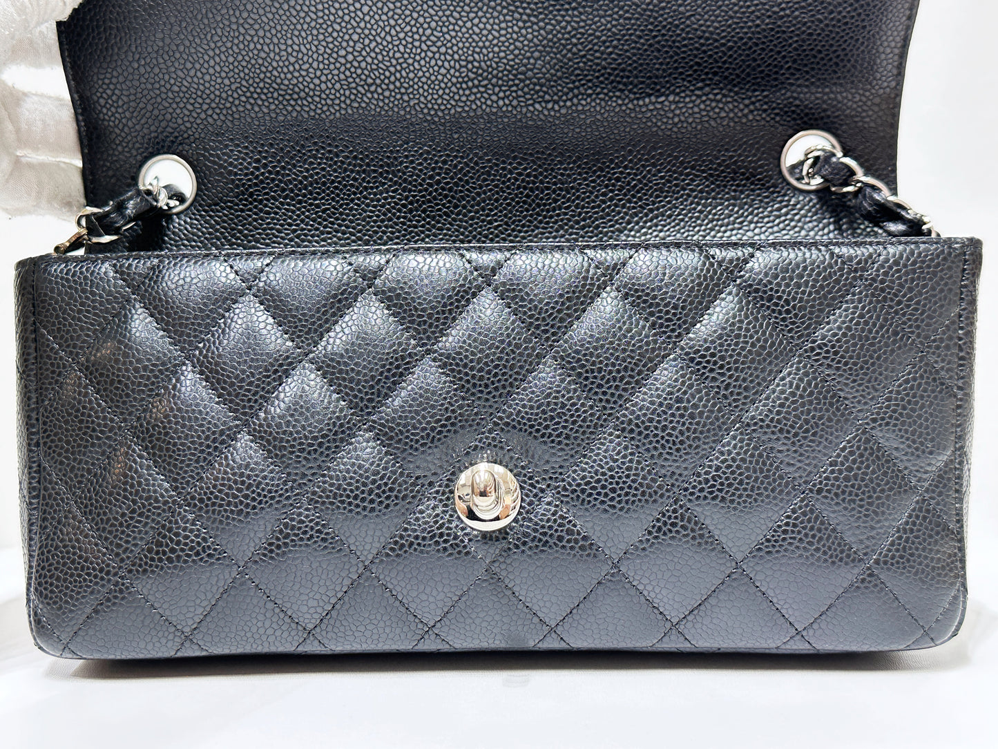 Chanel Caviar East West Flap Bag Black SHW 1172 holo card