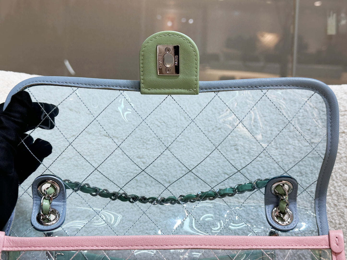 Chanel Coco Splash PVC Medium Flap Bag Blue/Green/Pink 2562 holo