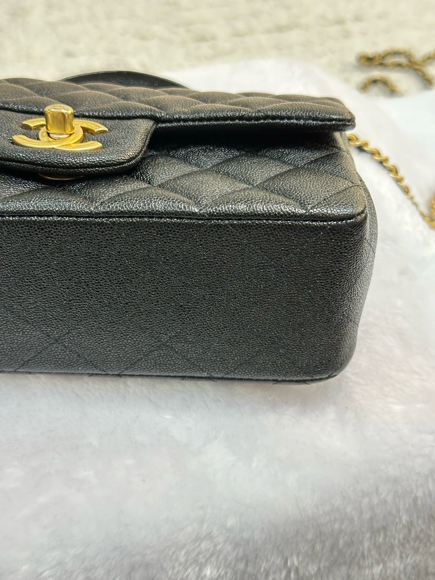 Chanel Mini Rectangular Top Handle Flap Bag Black Caviar Gold Hardware 21S