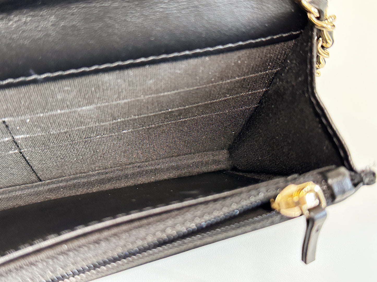 Chanel Black Caviar Camellia Embossed Wallet on Chain WOC Crossbody/ Clutch Bag 2951 holo card