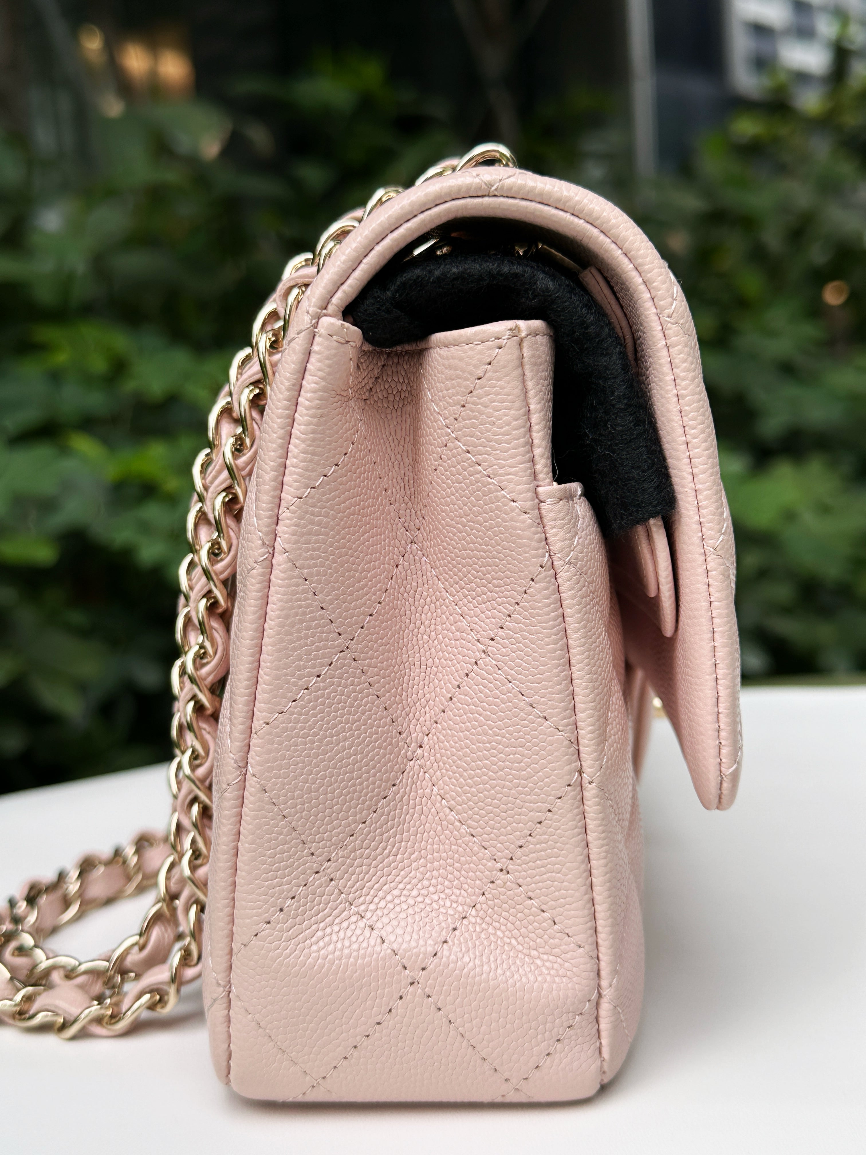 Chanel Medium Caviar Quilted Double Flap Light Pink 21ＣOutside