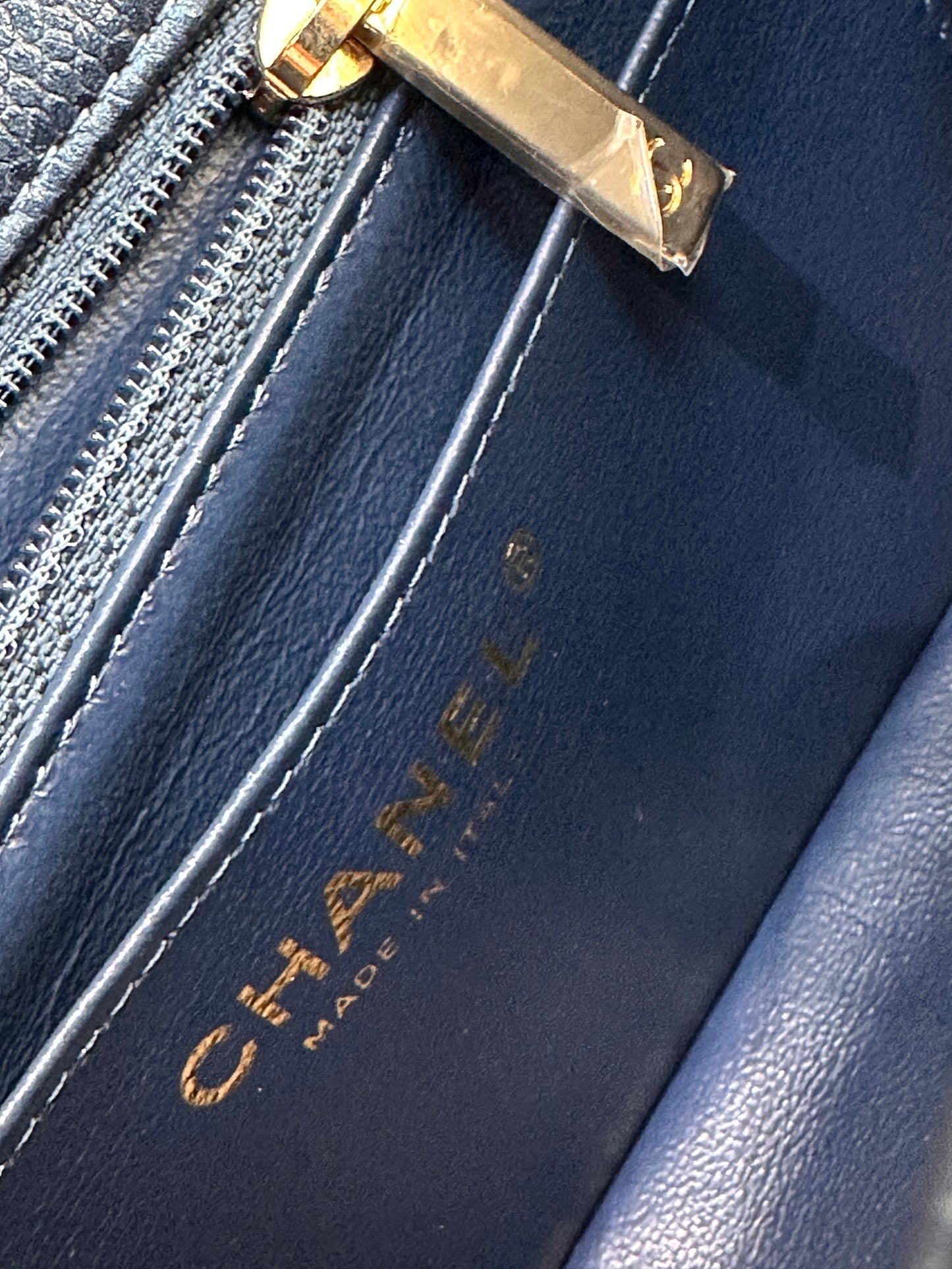 Chanel Classic Mini Rectangular 18S Dark Blue Caviar with light gold hardware