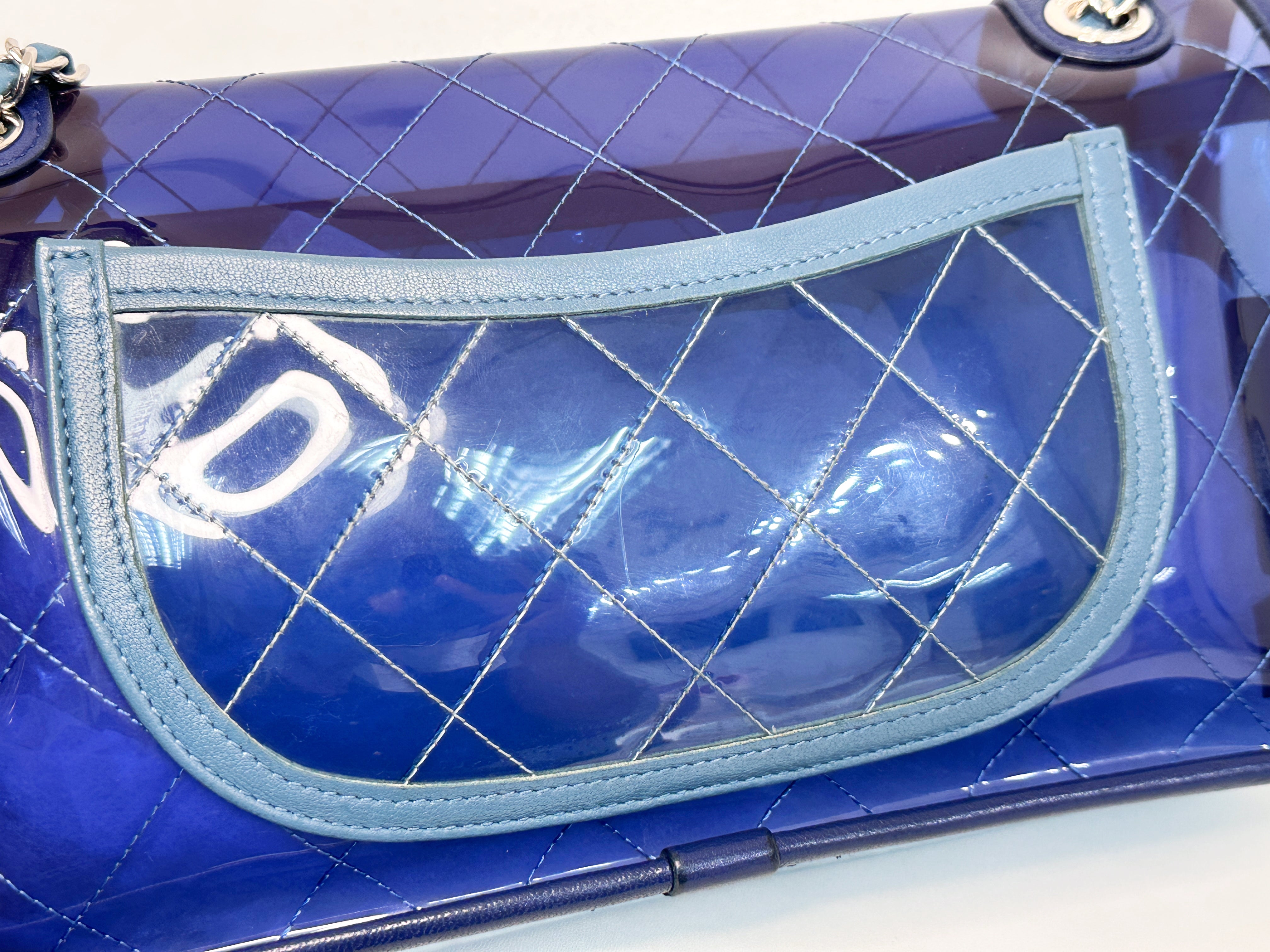 Chanel Blue Coco Splash PVC Medium Flap Bag 2583 holo