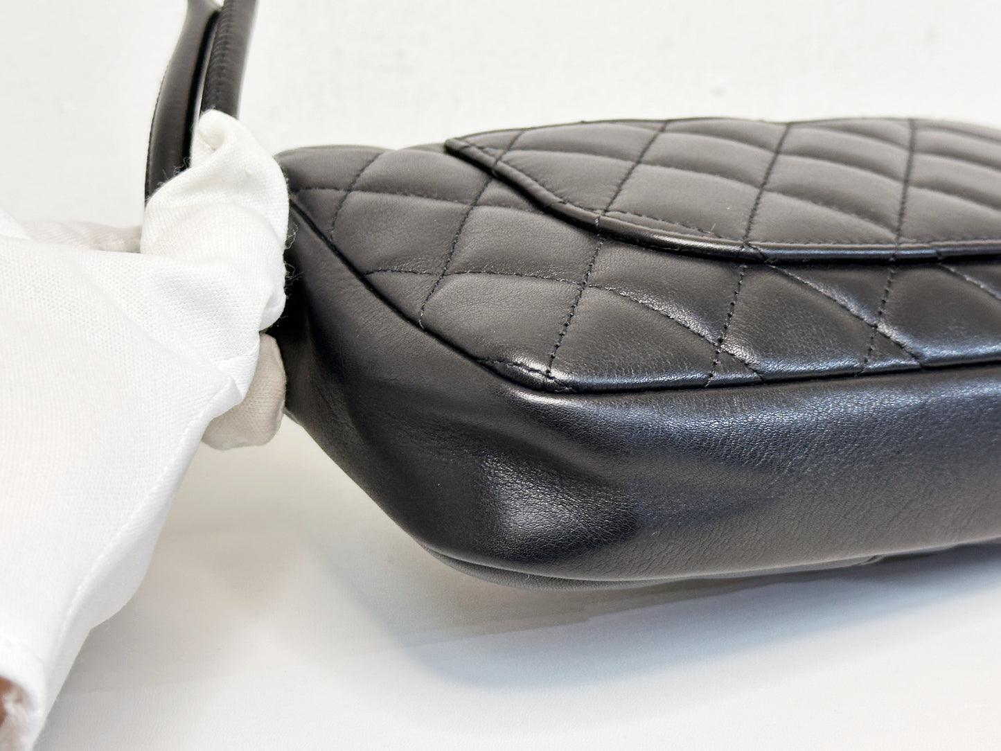 Chanel Calfskin Quilted Cambon Pochette Black White 92 holo card