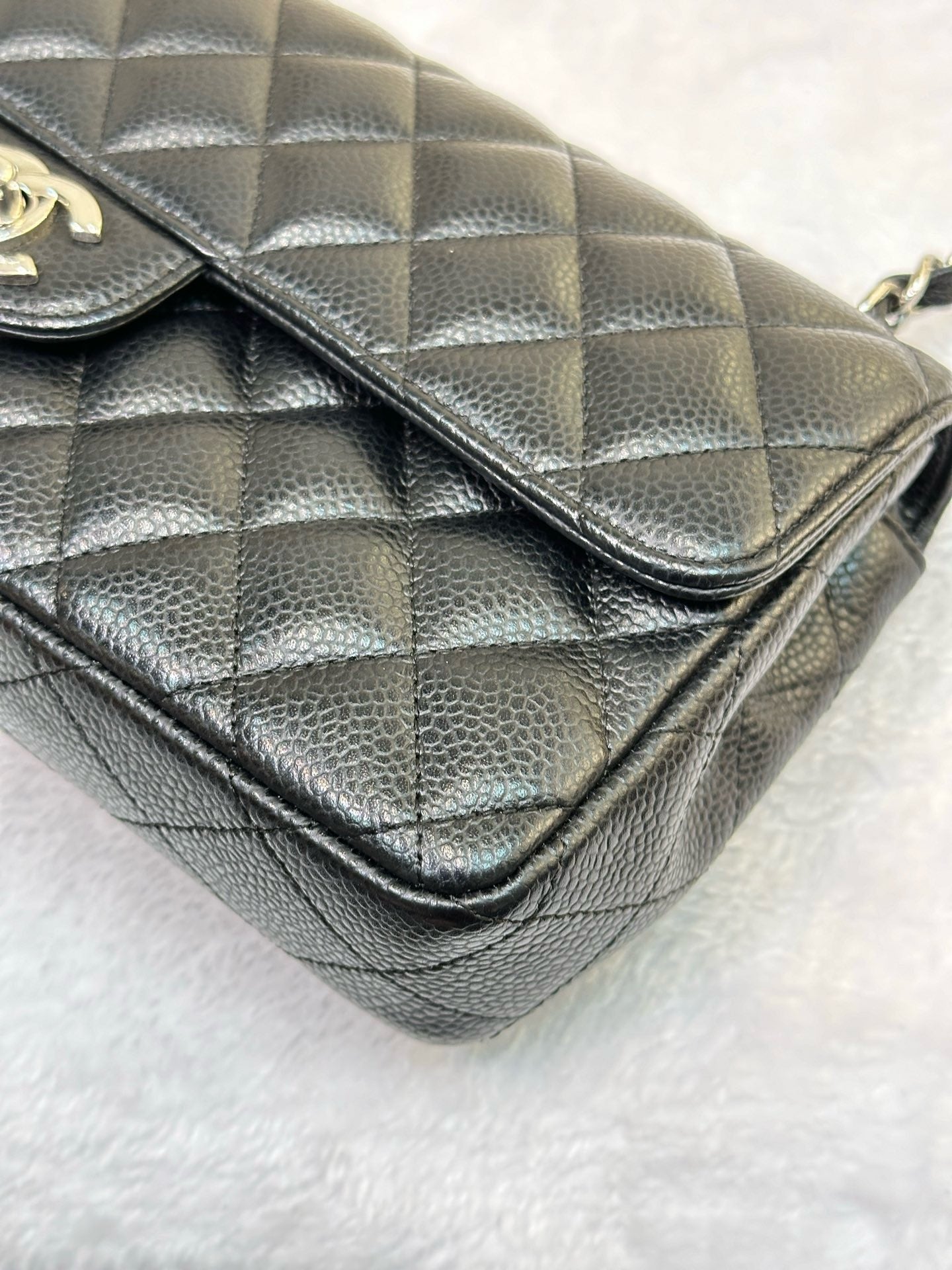 Chanel Caviar East West Flap Bag Black SHW 1186 holo card