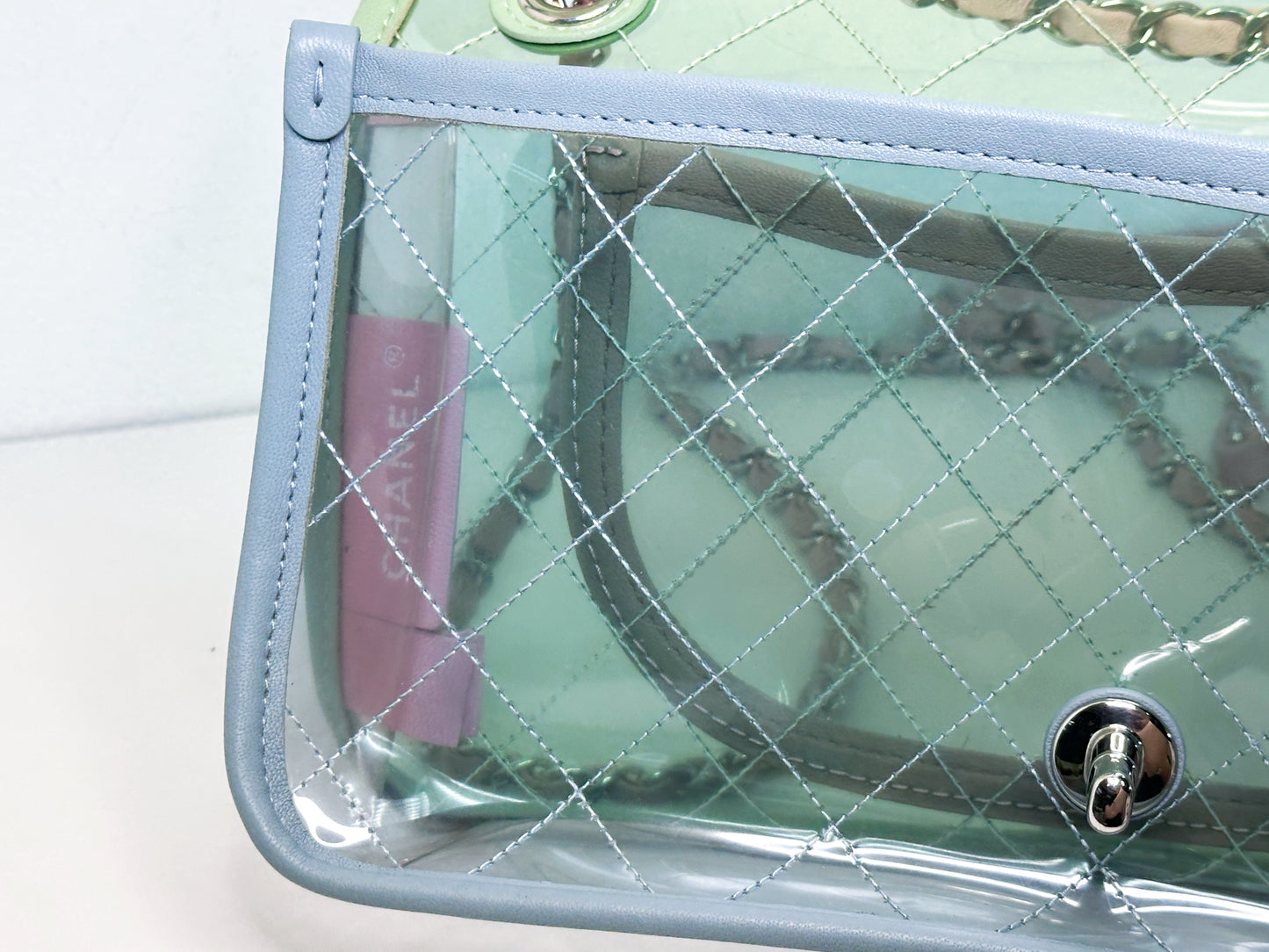 Chanel Coco Splash PVC Medium Flap Bag Green/Blue/Pink 254975 holo