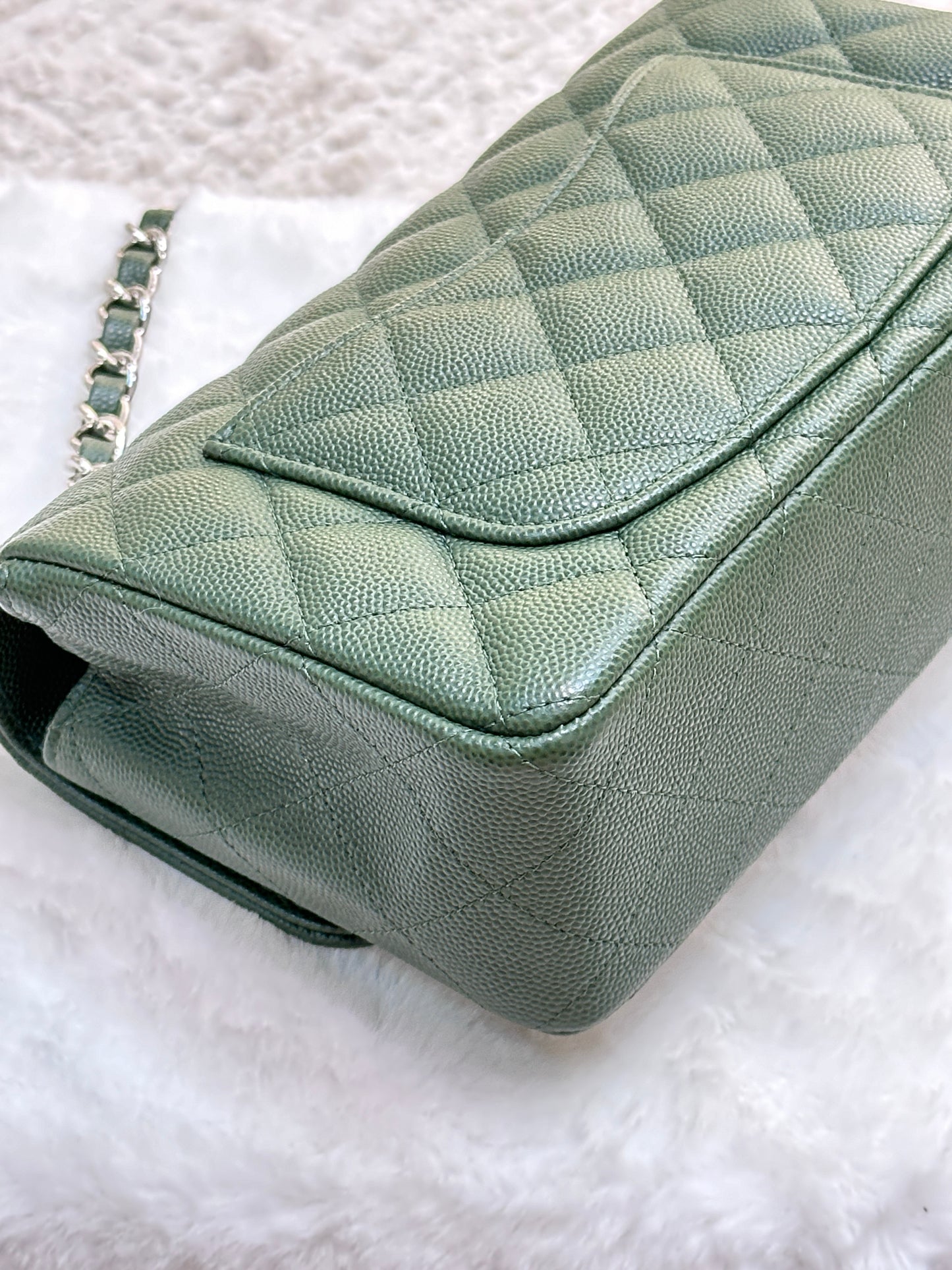 Chanel Caviar Quilted Mini Rectangular Flap Green