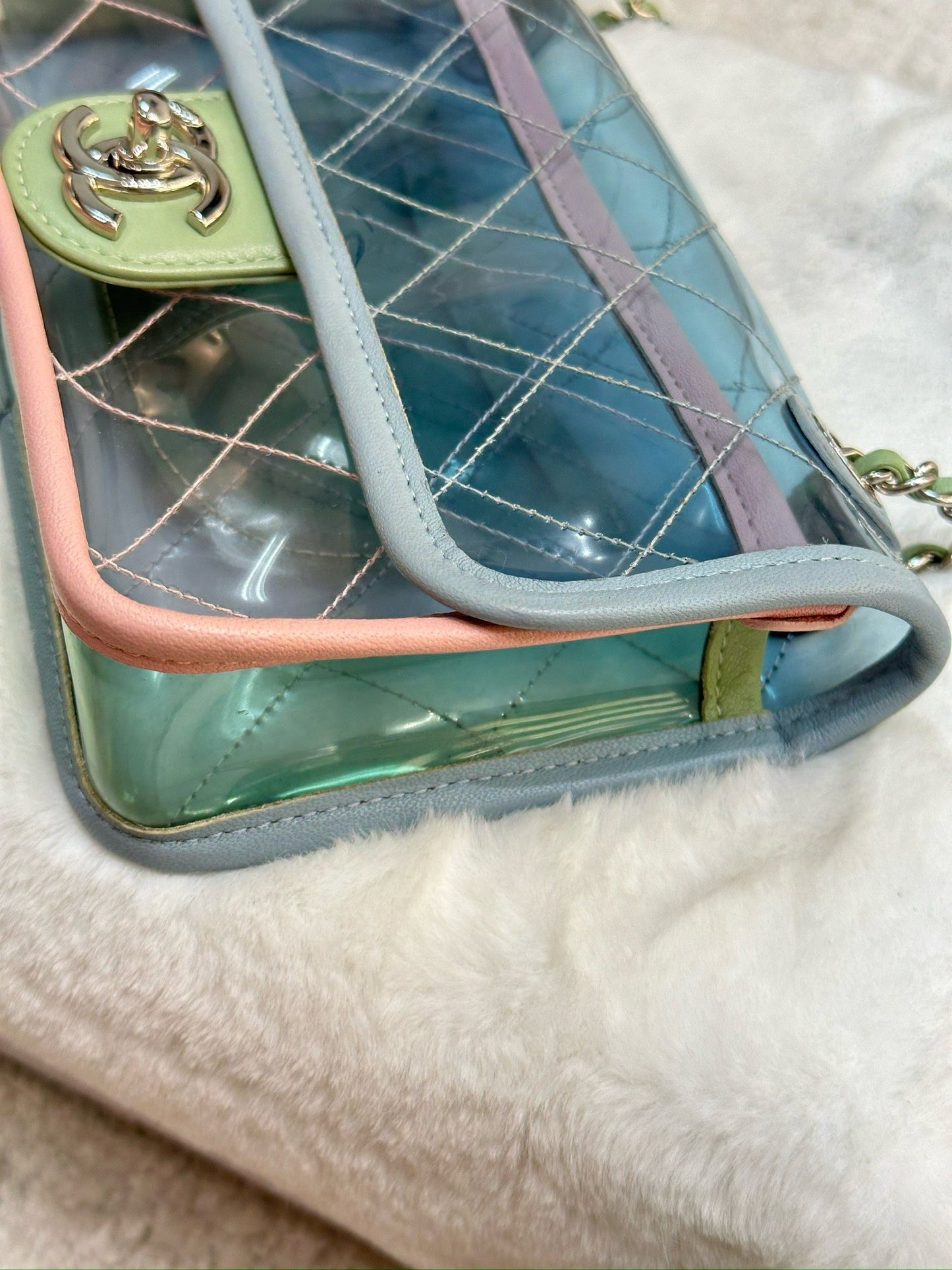 Chanel Mini Coco Splash PVC Flap Bag Blue/Green/Pink SHW