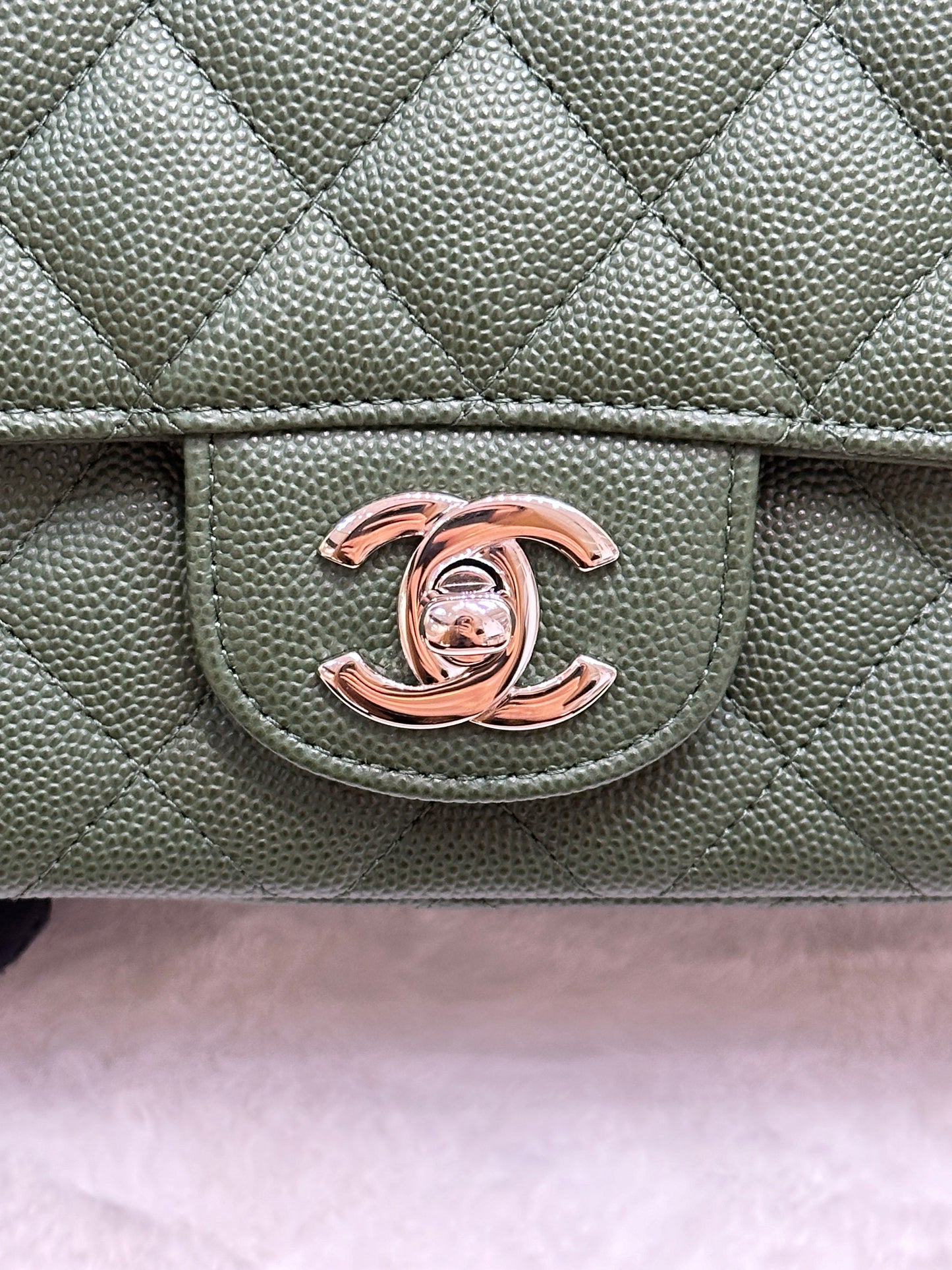 Chanel Caviar Quilted Mini Rectangular Flap Green