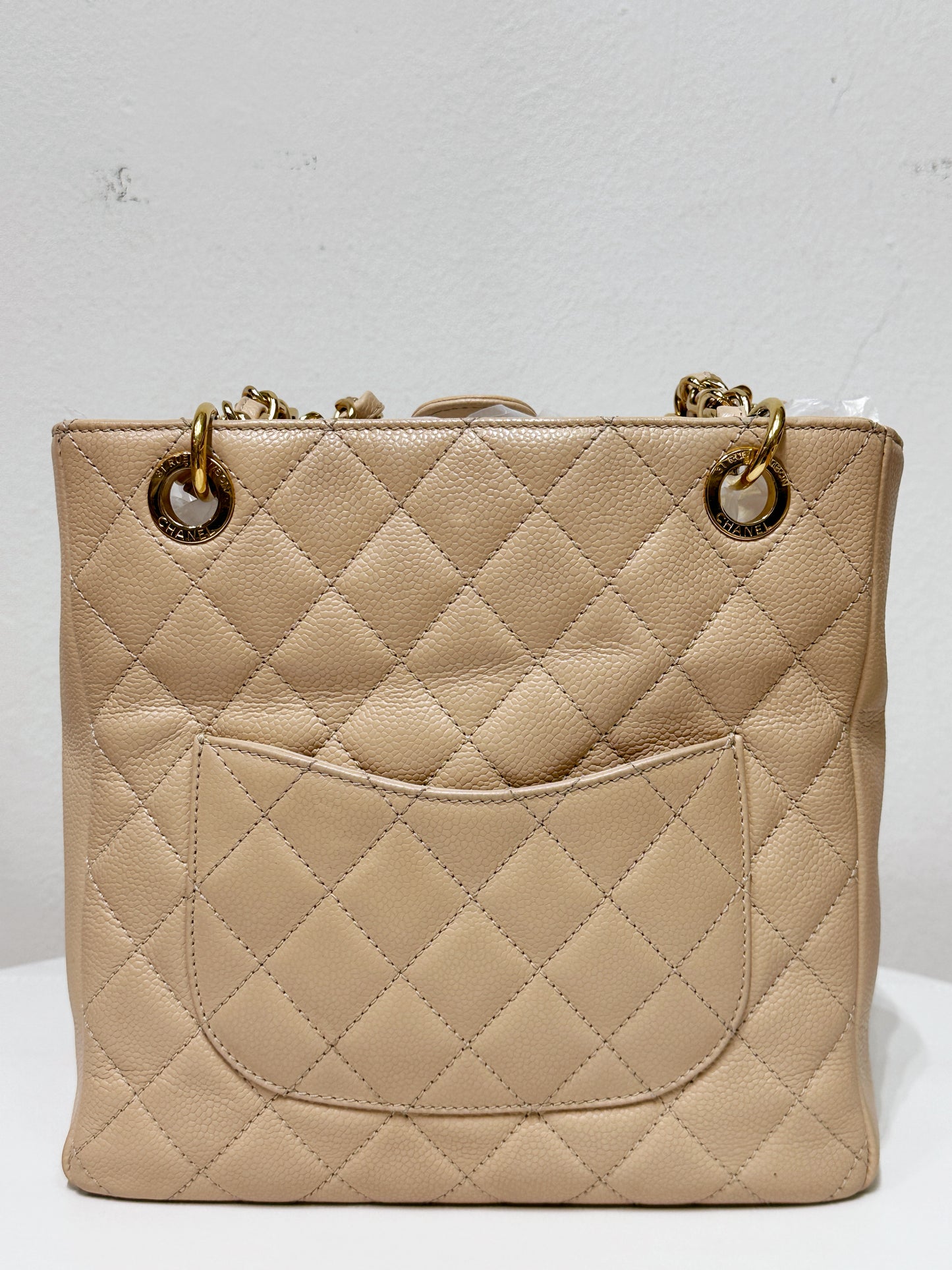 Chanel Caviar Quilted Petit Shopping Tote PST Beige GHW 1551 holo