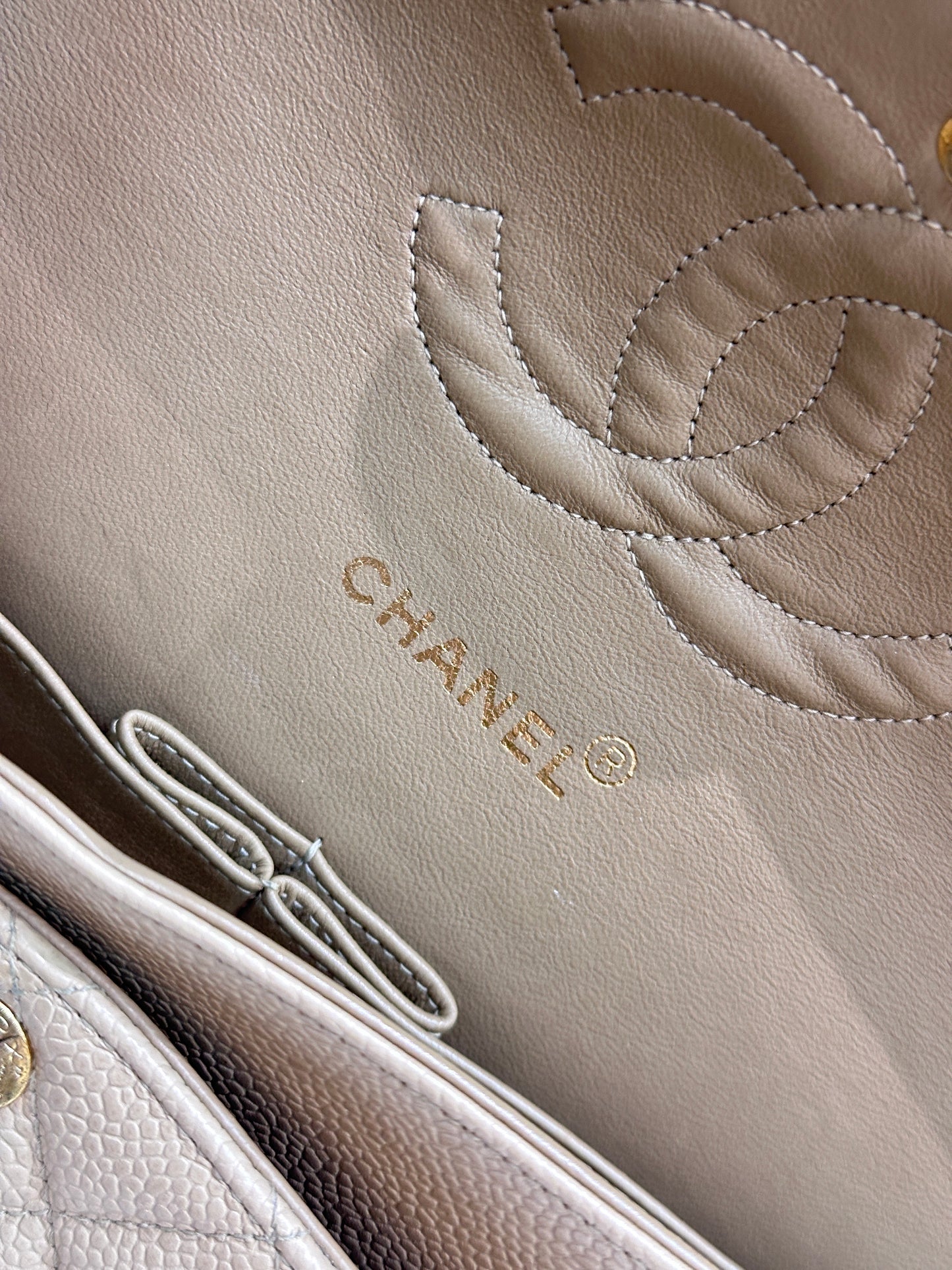 Chanel Medium Vintage Timeless Classic Leather Caviar Beige