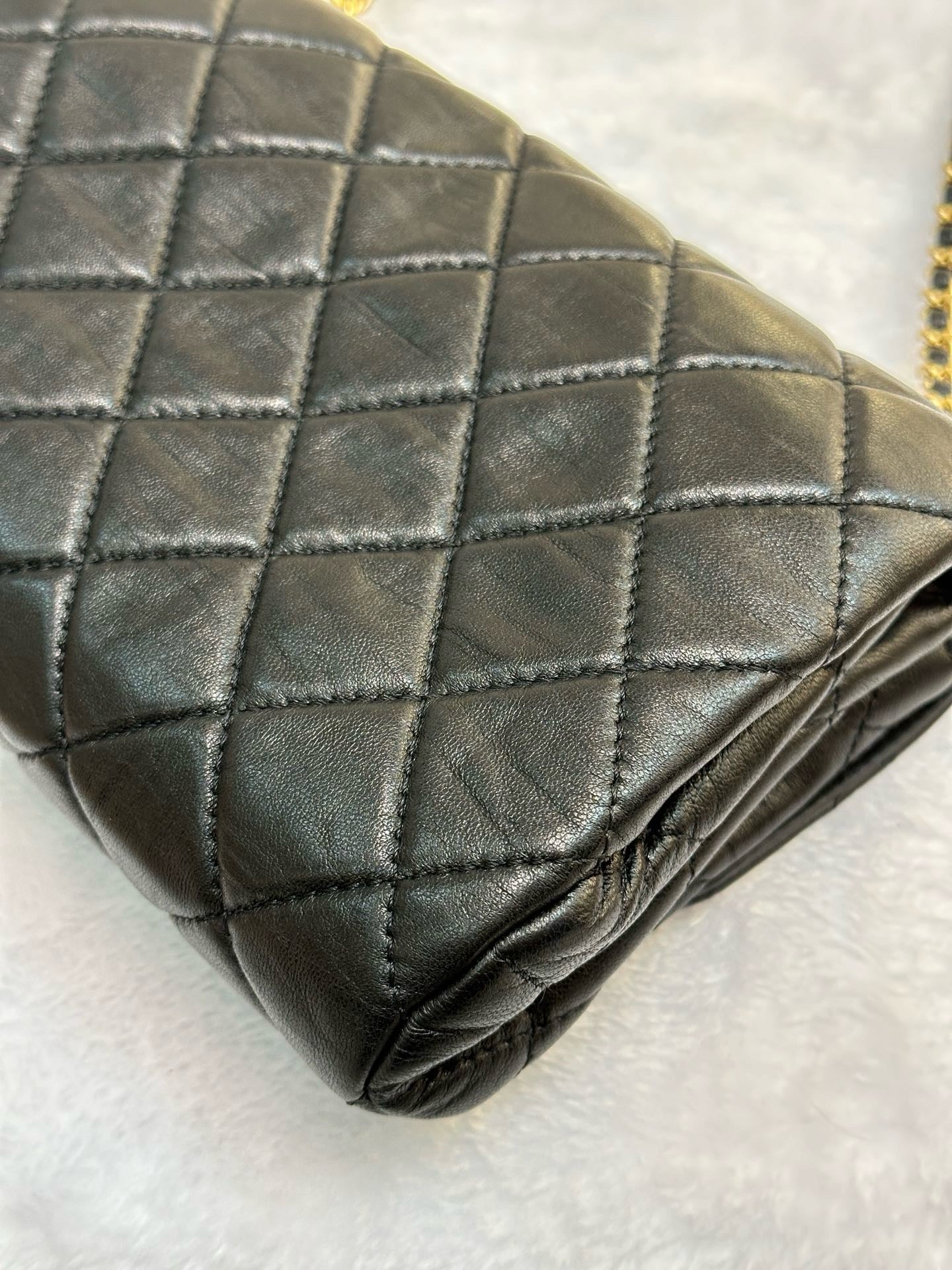 Chanel Small Black Quilted Lambskin Chain Flap GHW