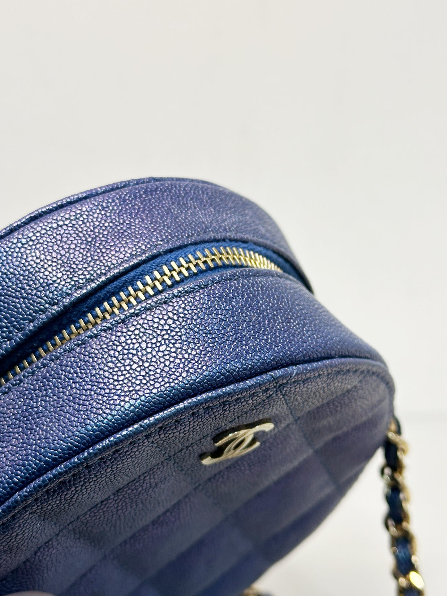 Chanel Matelasse Classic Chain Shoulder Bag Blue 2798 holo card
