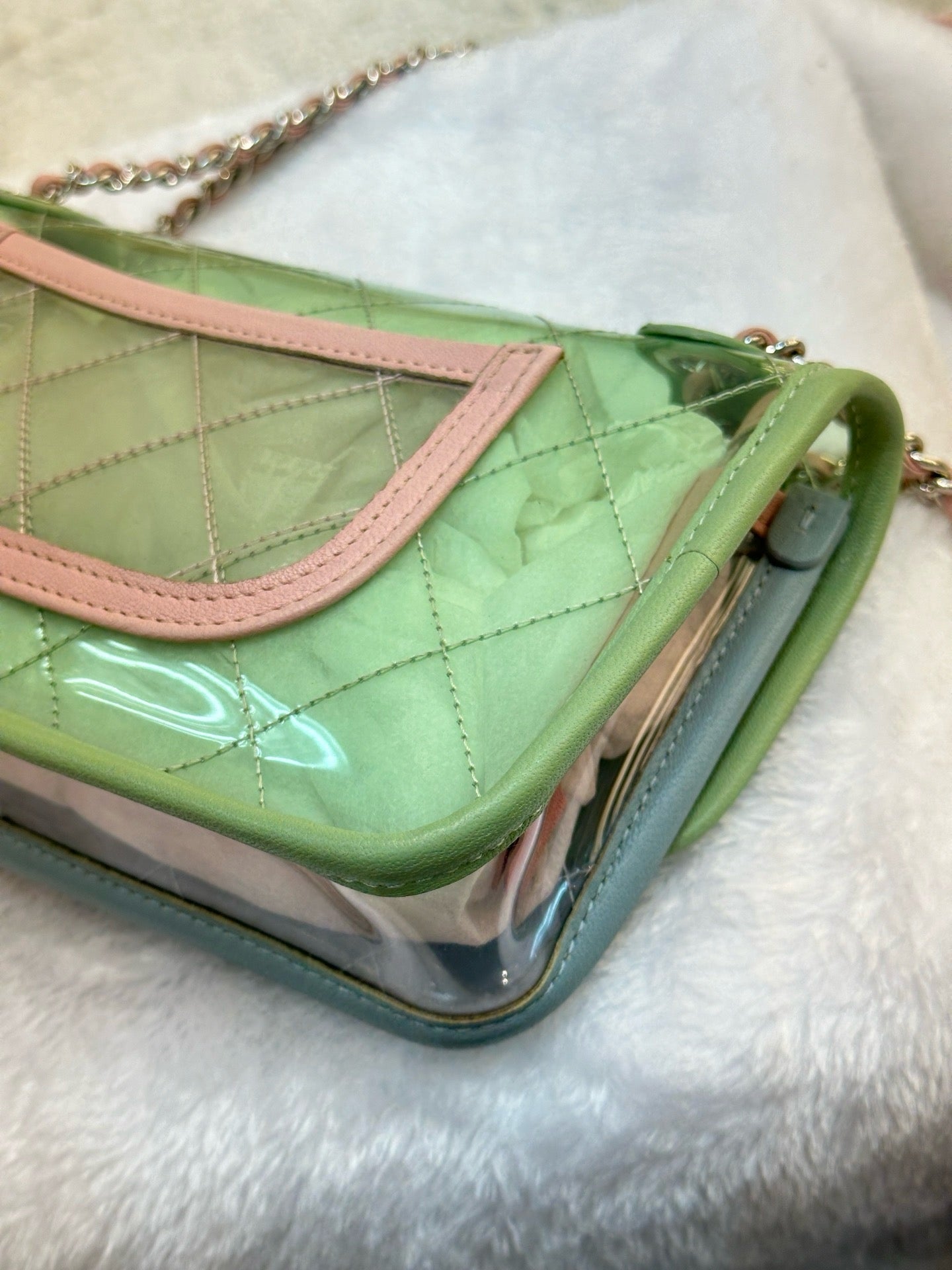 Chanel Mini Coco Splash PVC Flap Bag Blue/Green/Pink Silver Hardware