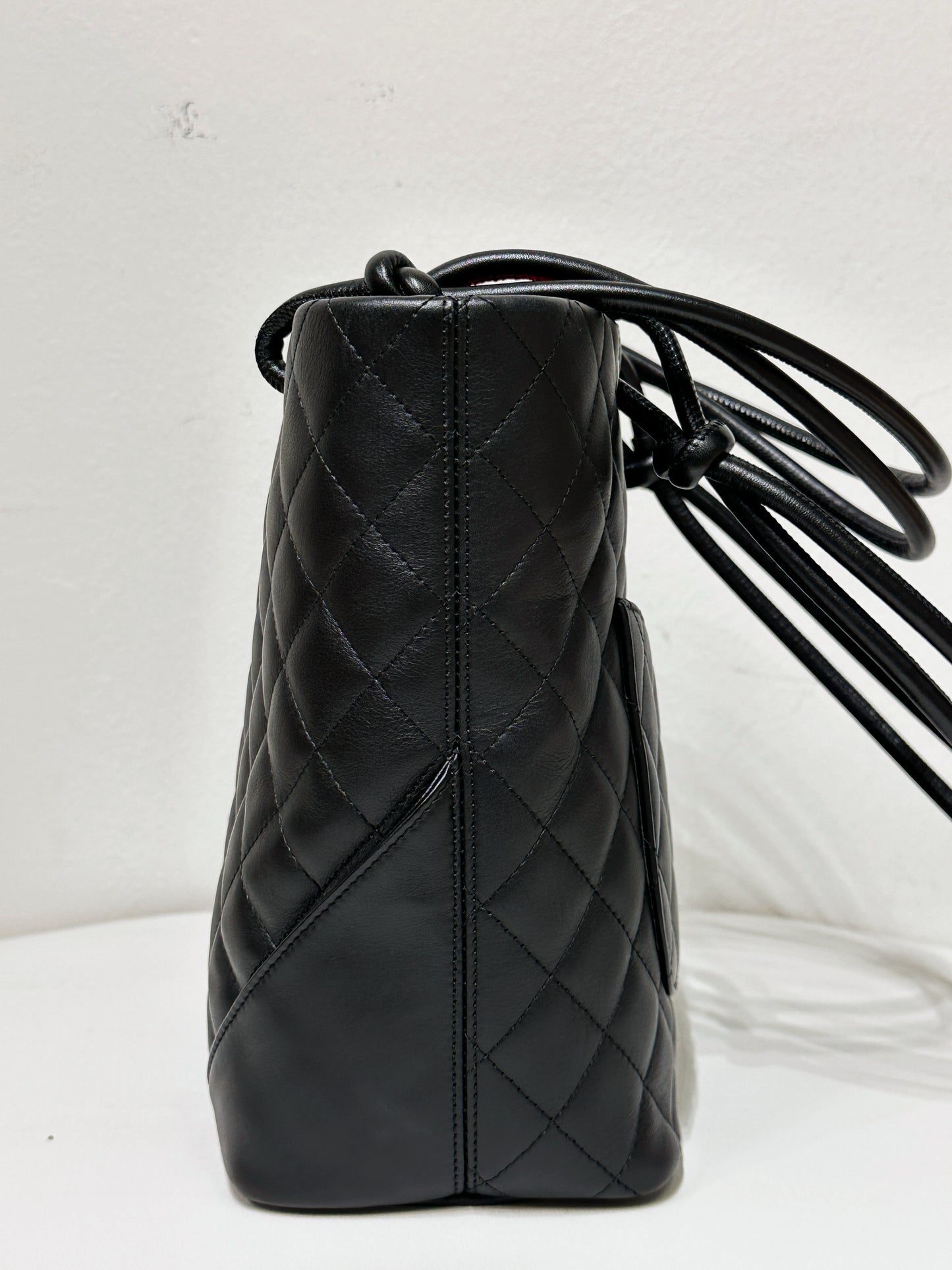 Chanel Calfskin Cambon Line Medium Tote Bag Black 1531 holo