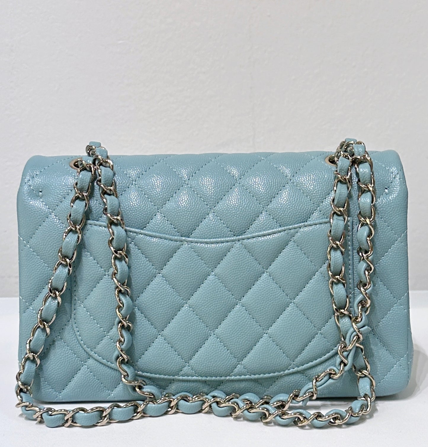 Chanel 20C Small Classic Double Flap Tiffany Blue Caviar GHW