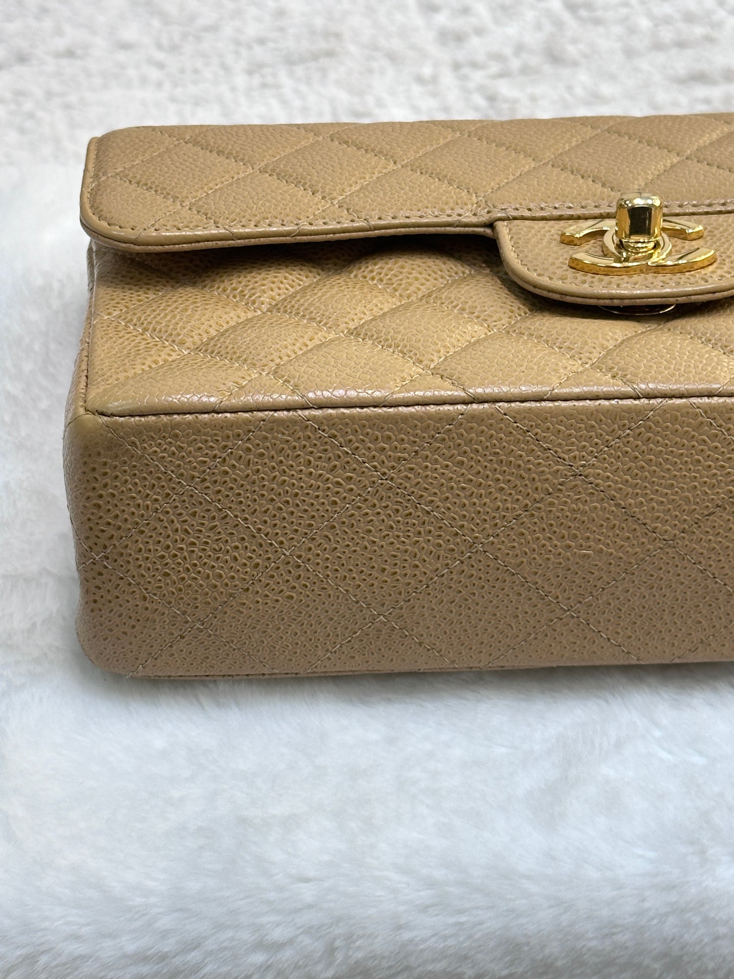 Chanel Small Caviar Quilted Double Flap Bag Beige