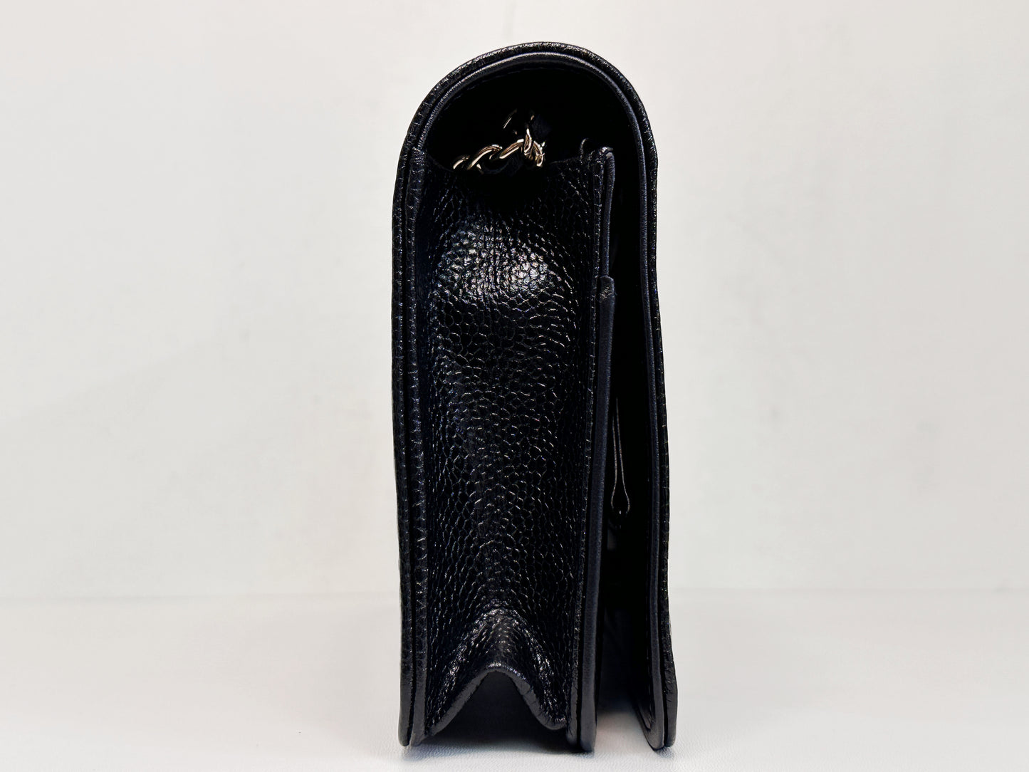 Chanel Black Caviar Camellia Embossed Wallet on Chain WOC Crossbody/ Clutch Bag 2951 holo card