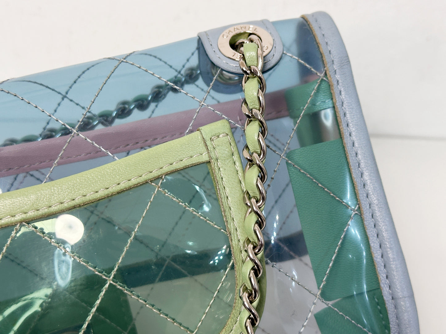 Chanel Coco Splash PVC Mini Flap Bag Blue/Pink/Green 2582 holo