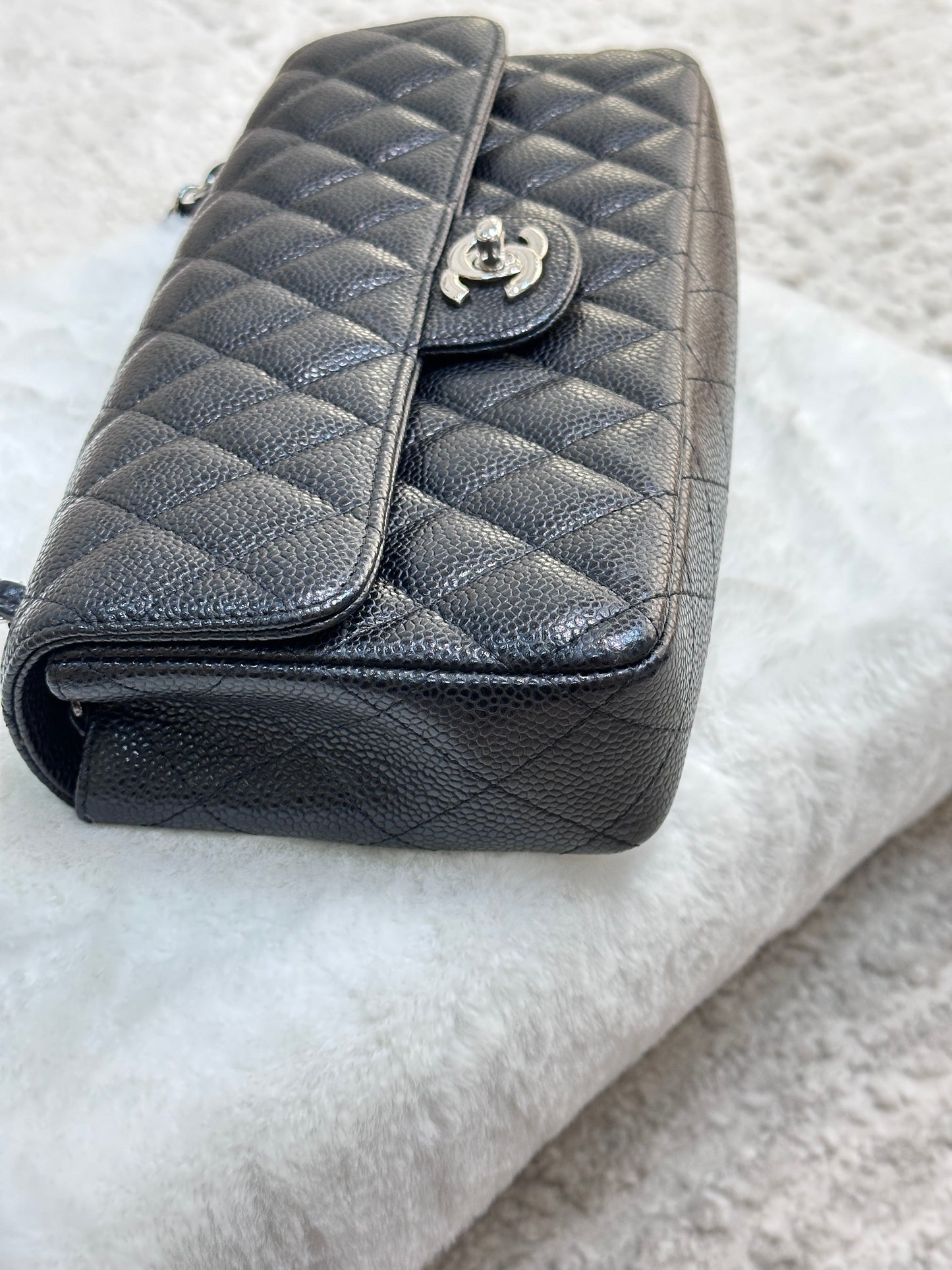 Chanel Caviar East West Flap Bag Black SHW