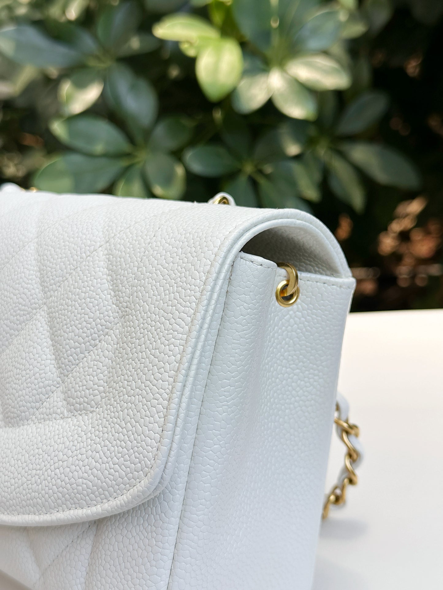 Chanel Vintage Quilted Diana Flap Bag Caviar White 33 holo card