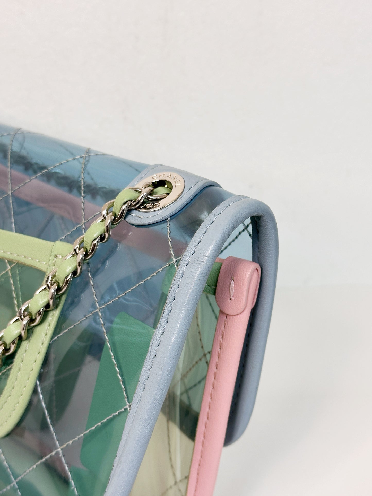 Chanel Coco Splash PVC Mini Flap Bag Blue/Pink/Green 2582 holo