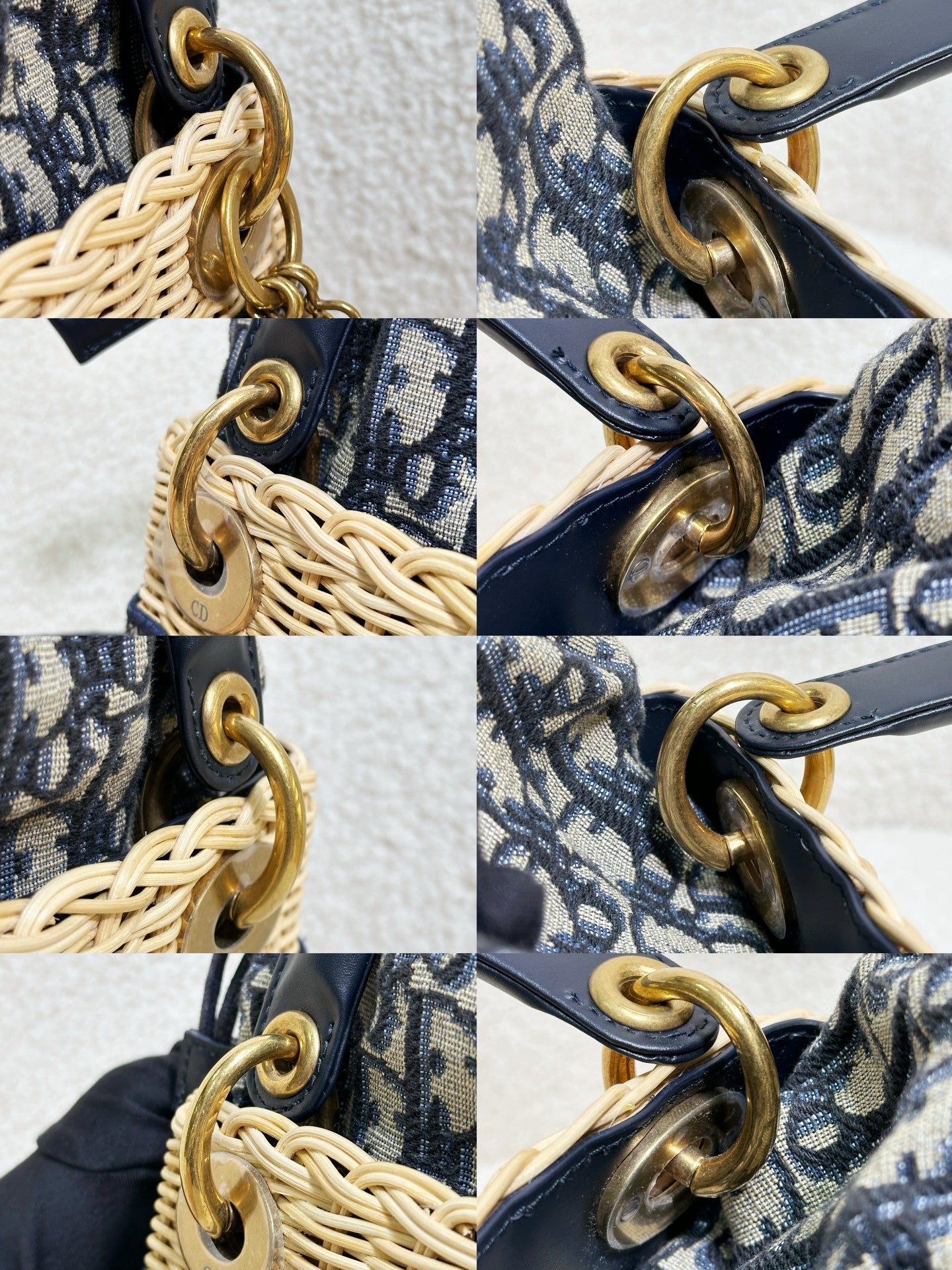 Christian Dior Bicolor Wicker Jacquard Mini Lady Dior Bag