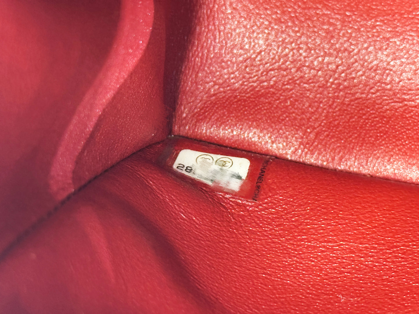 Chanel 19B Small Quilted Caviar Classic Double Flap Bag Red 2851 holo card