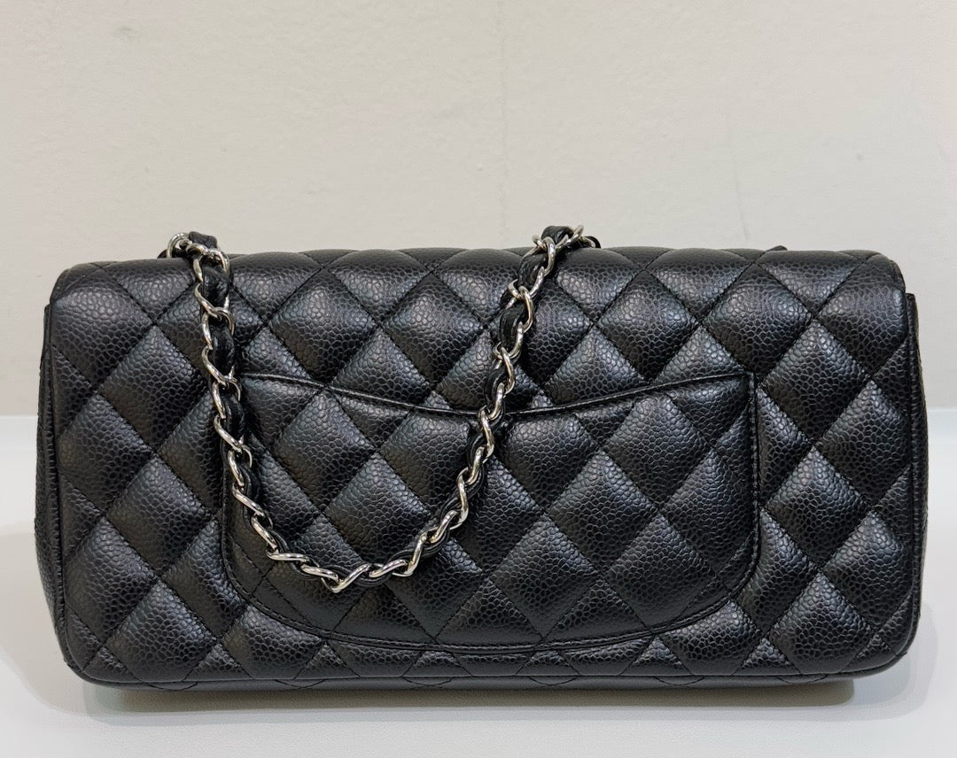 Chanel Caviar East West Flap Bag Black SHW 1186 holo card