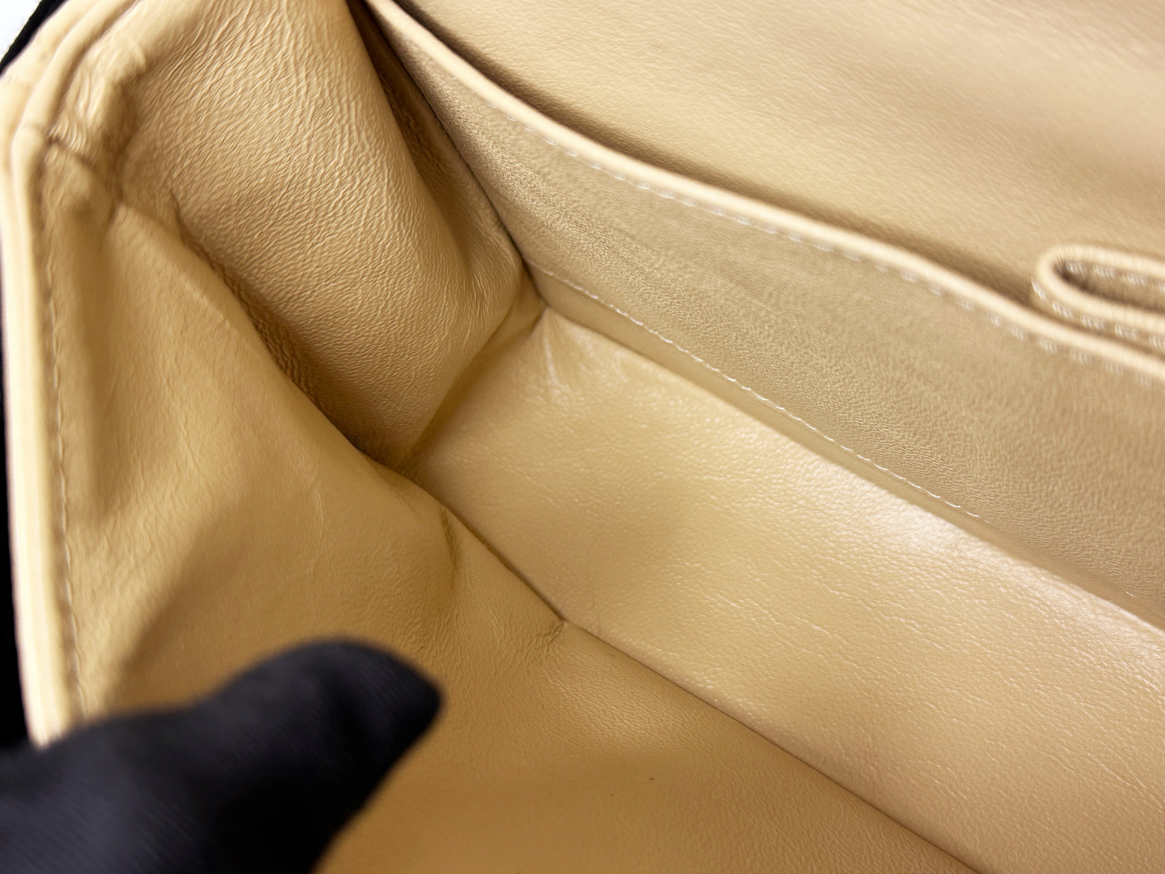 Chanel Medium Beige Classic Caviar Double Flap Bag GHW 2163 holo