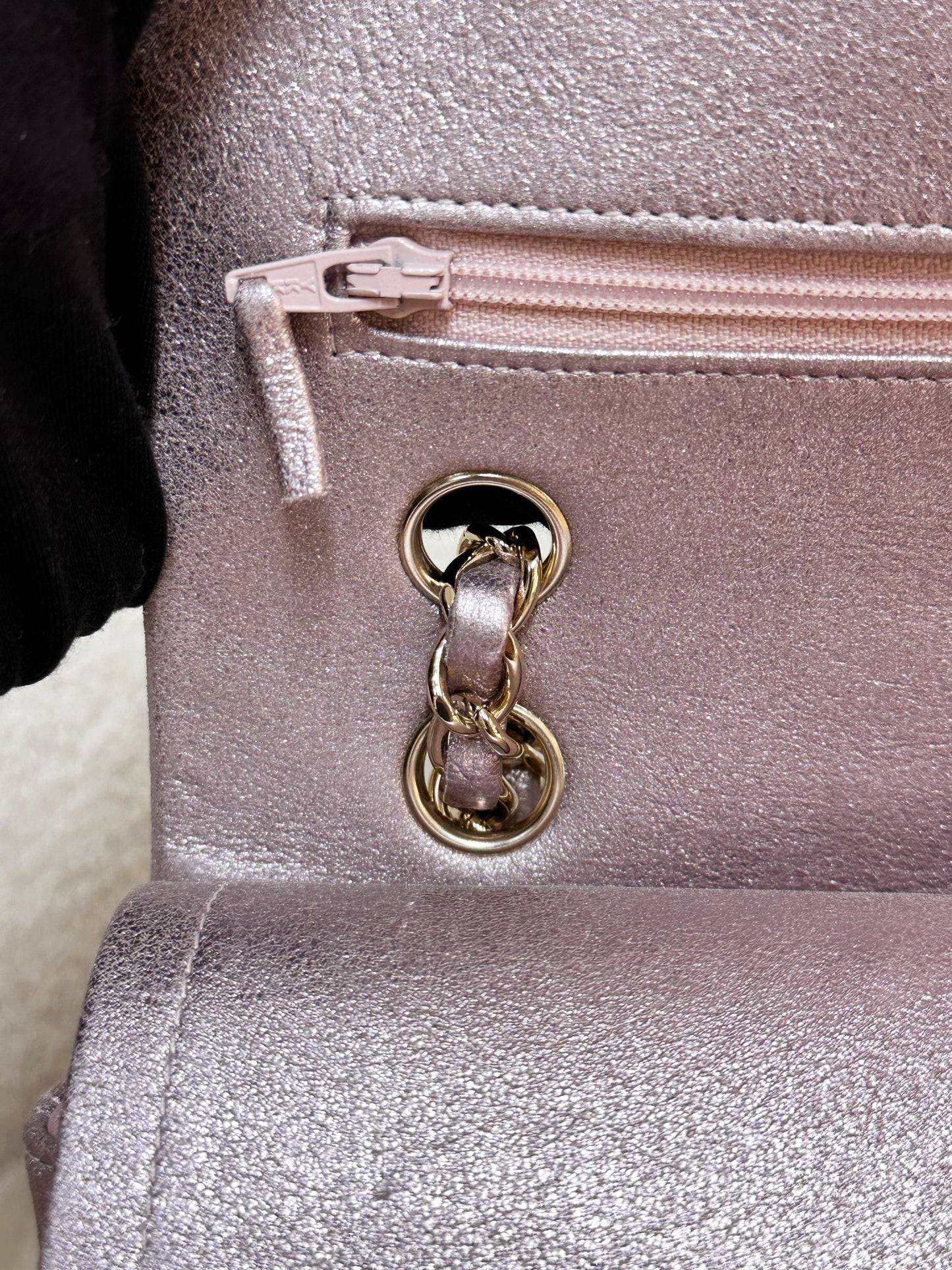 Chanel Classic Quilted Medium Double Flap Iridescent Pink (Calfskin)LGHW 1998 holo card