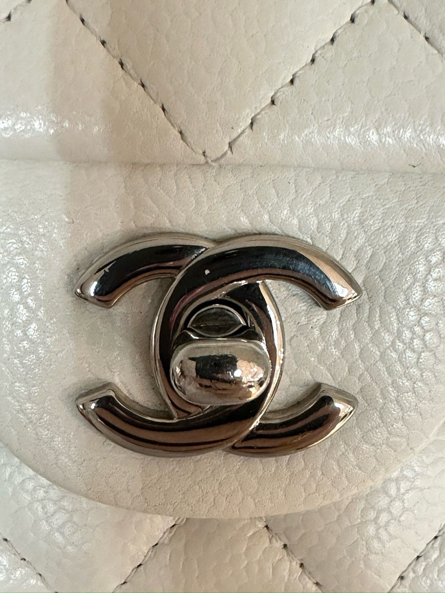 Chanel Mini Rectangular Caviar Classic White SHW 1877 holo card