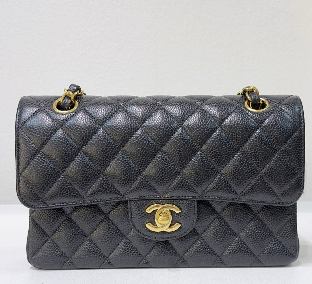 Chanel Small Classic Quilted Caviar Double Flap Bag Black