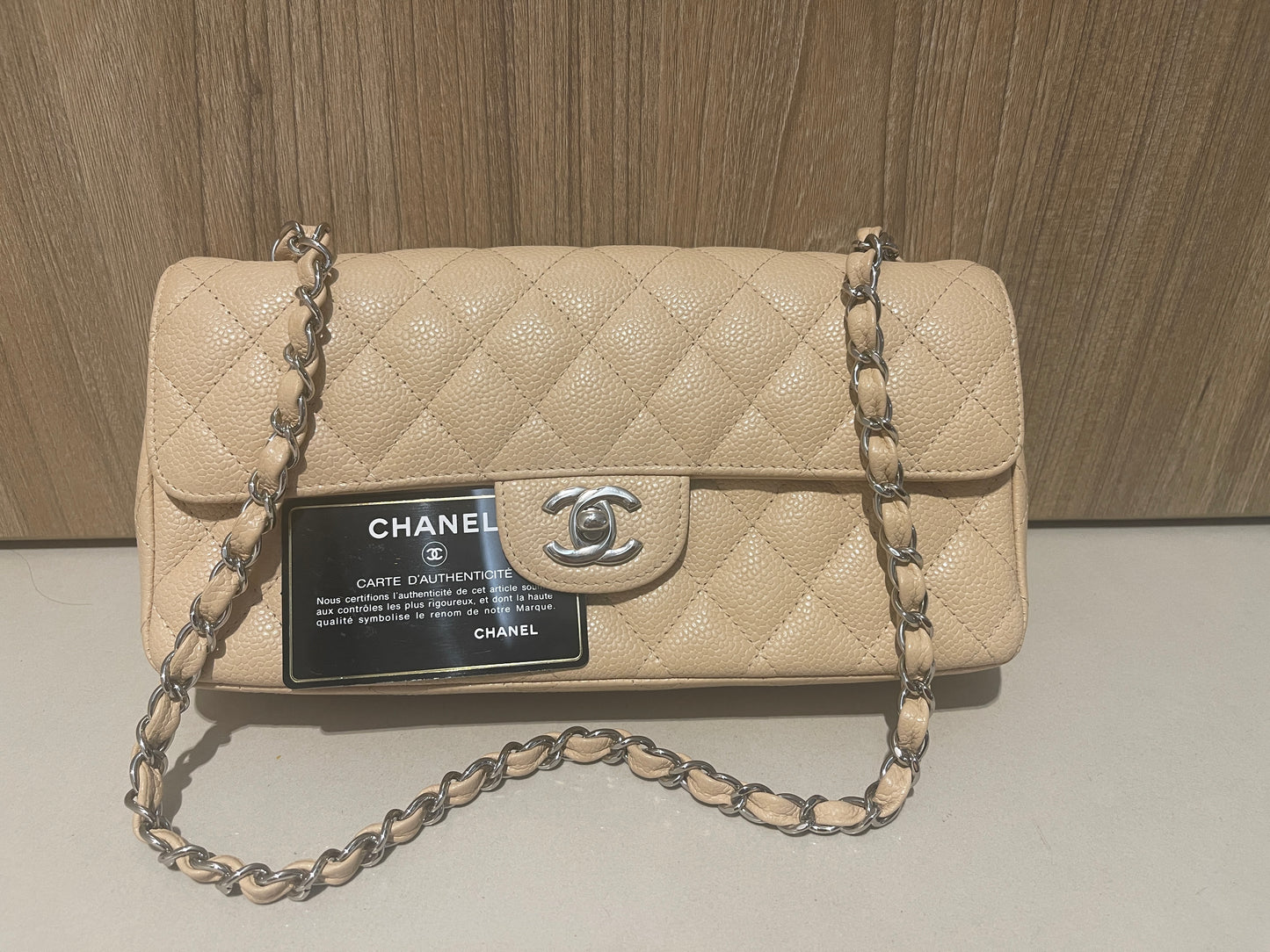 Chanel East west Bag Light Beige Sliver Hardware