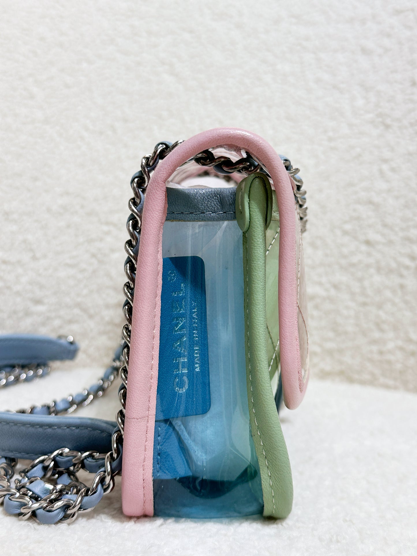 Chanel Coco Splash PVC Mini Flap Bag Pink/Green/Blue 2576 holo card