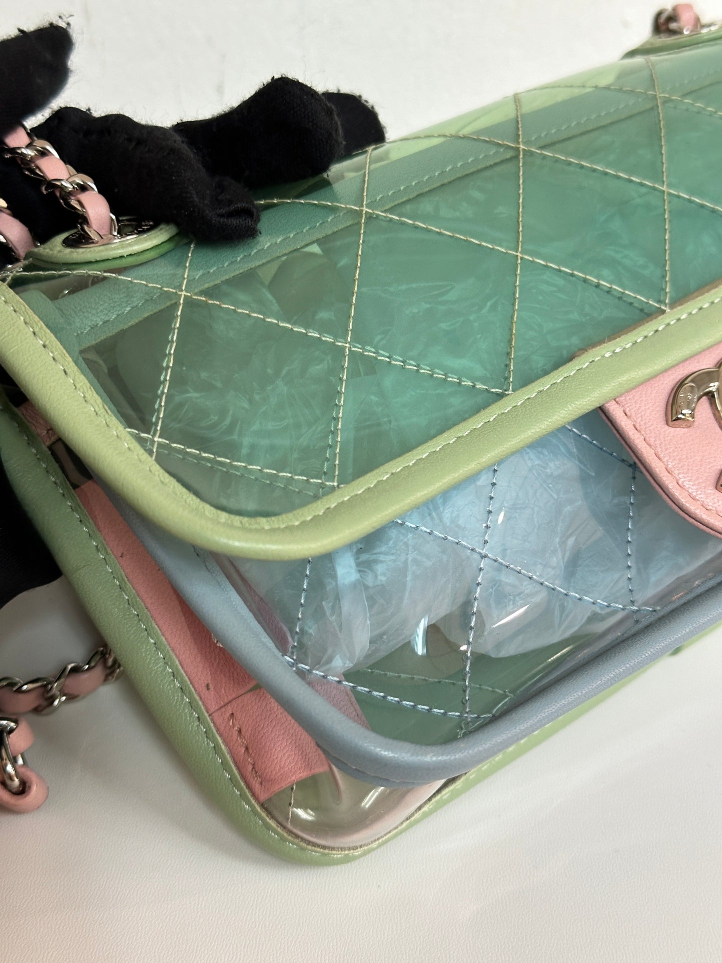 Chanel Mini Coco Splash PVC Flap Bag Blue/Green/Pink SHW 2562 holo