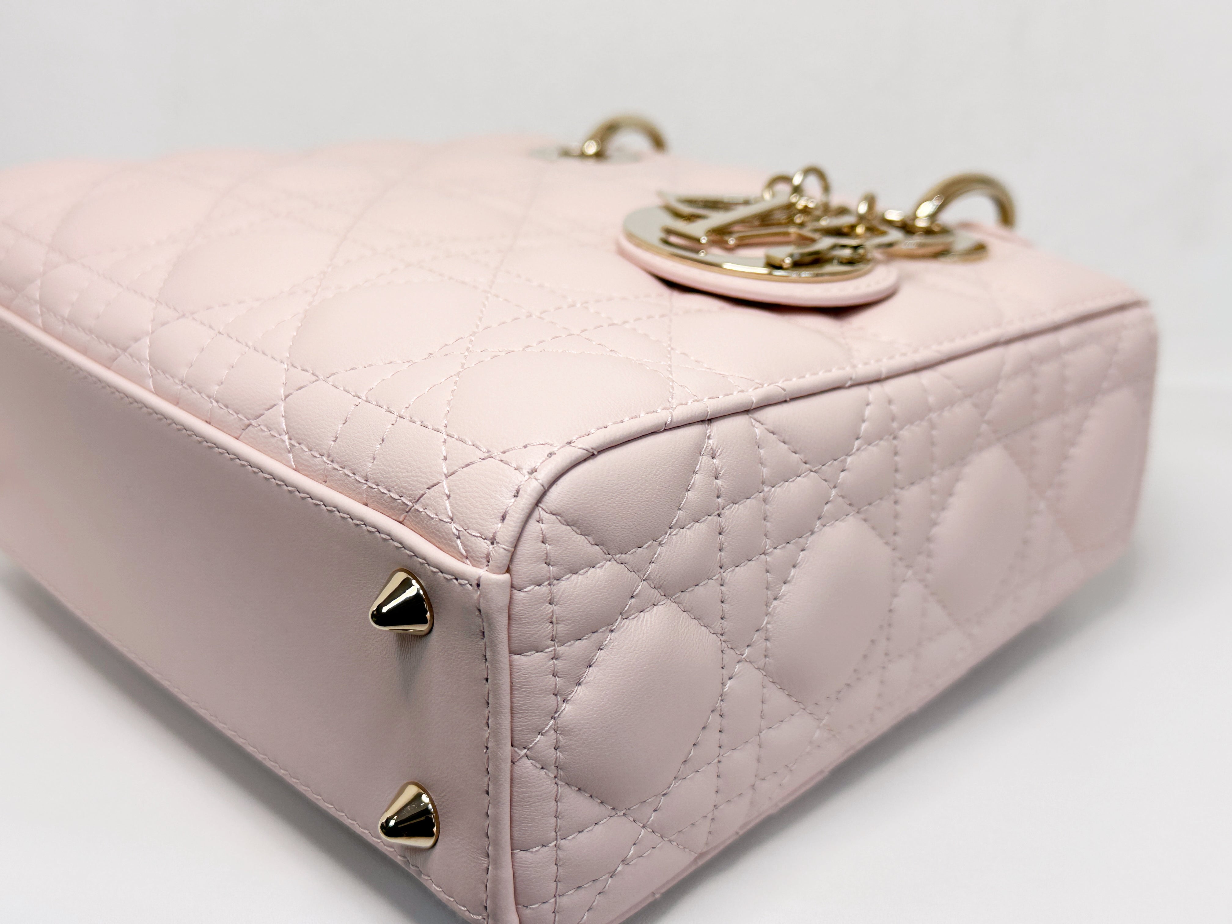 Christian Dior Small Lady Dior My ABCDior Bag Powder Pink Cannage Lambskin