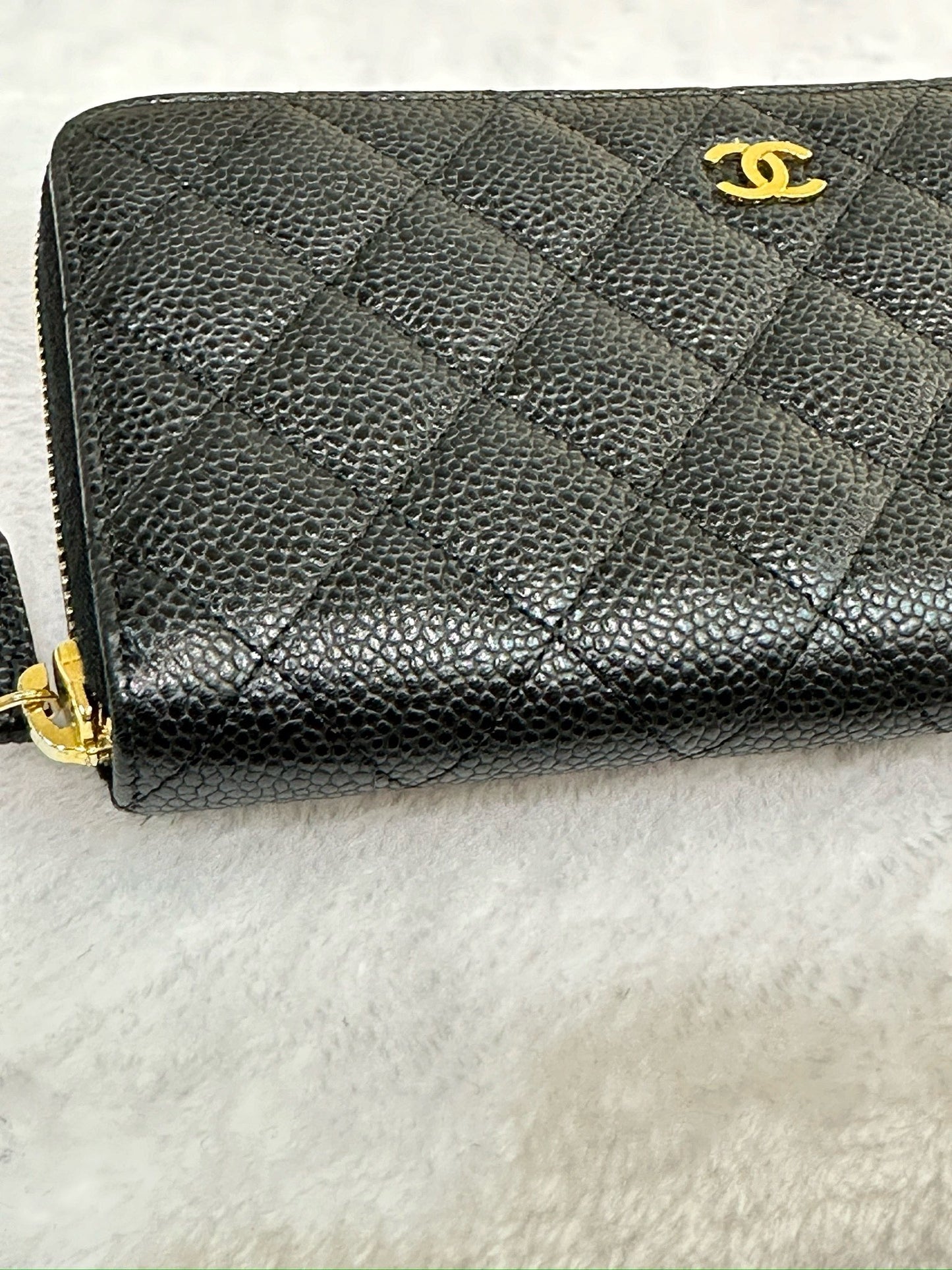 Chanel Caviar Long Zip Wallet Black GHW