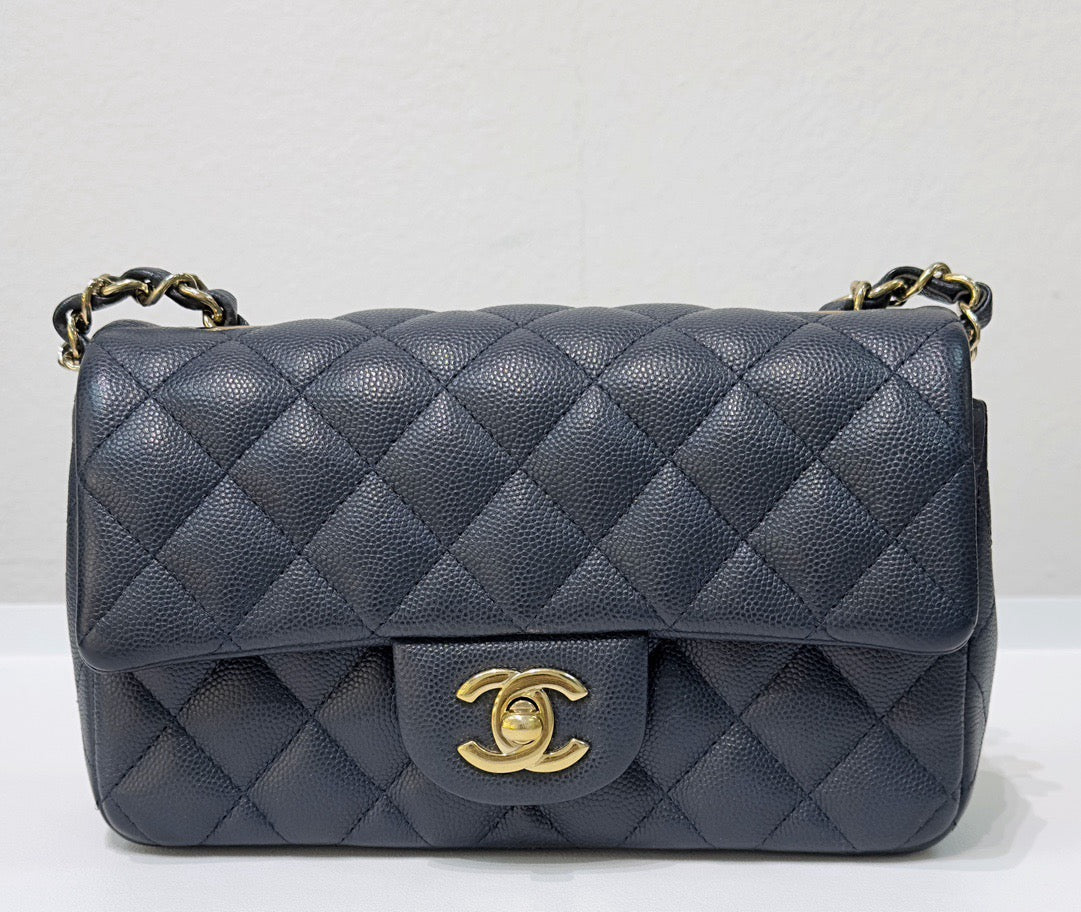 Chanel Mini Rectangular Caviar Navy Blue GHW