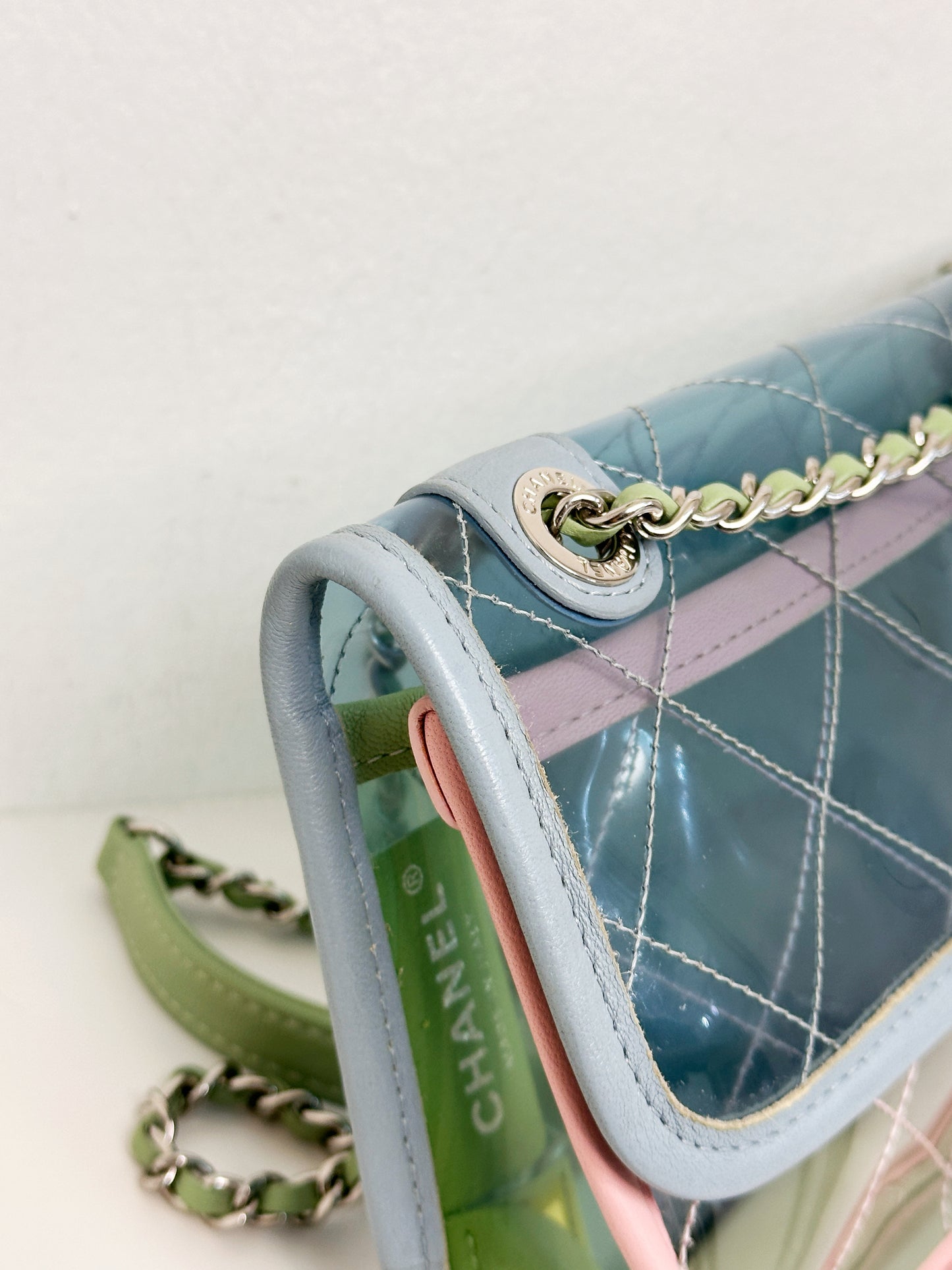 Chanel Coco Splash PVC Mini Flap Bag Blue/Pink/Green 2582 holo