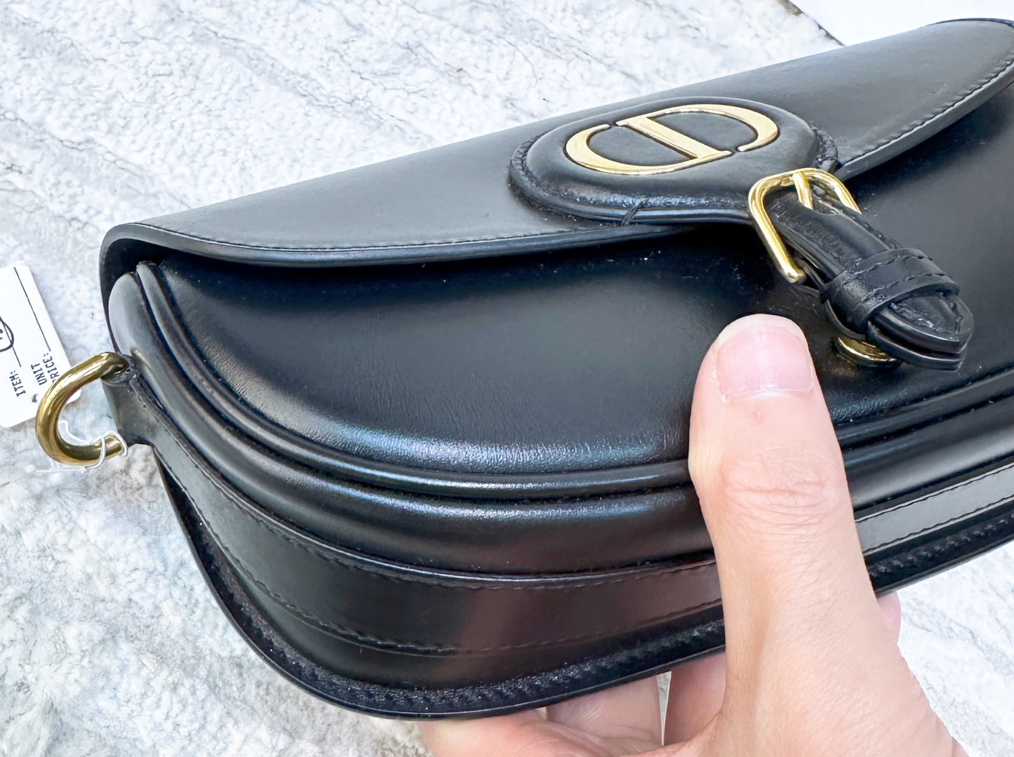 CHRISTIAN DIOR Box Calfskin East West Bobby Bag Black