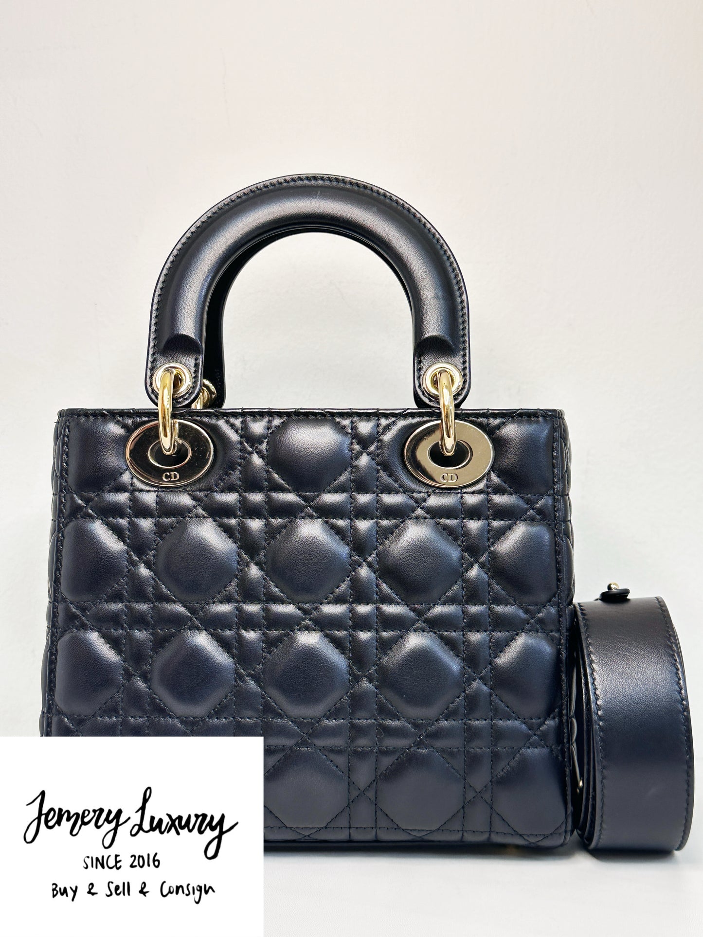 CHRISTIAN DIOR Lambskin Cannage Small My ABCDior Lady Dior Black GHW
