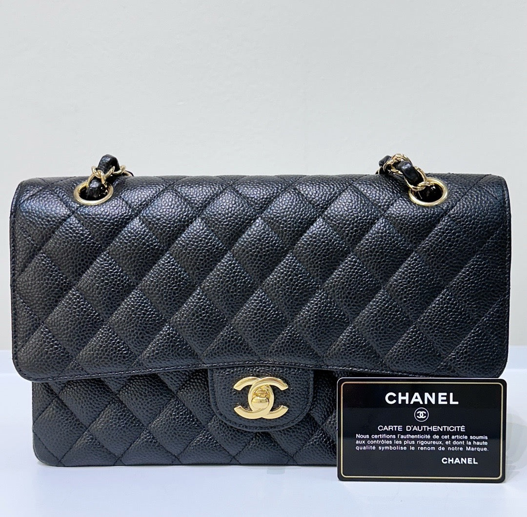 Chanel Medium Classic Flip Caviar Bag Black GHW