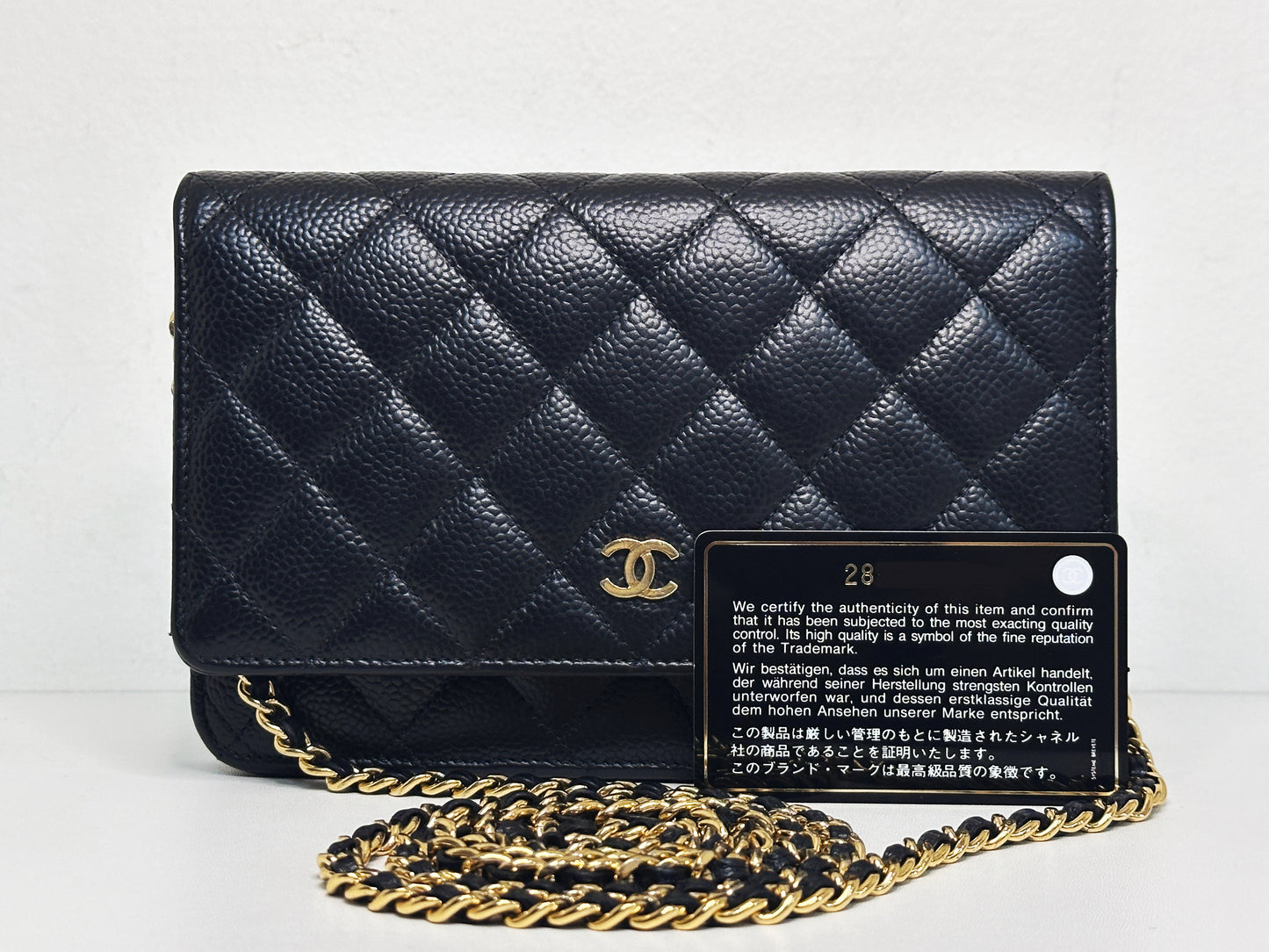 Chanel Classic Wallet on Chain Caviar Black GHW 2859 Holo card